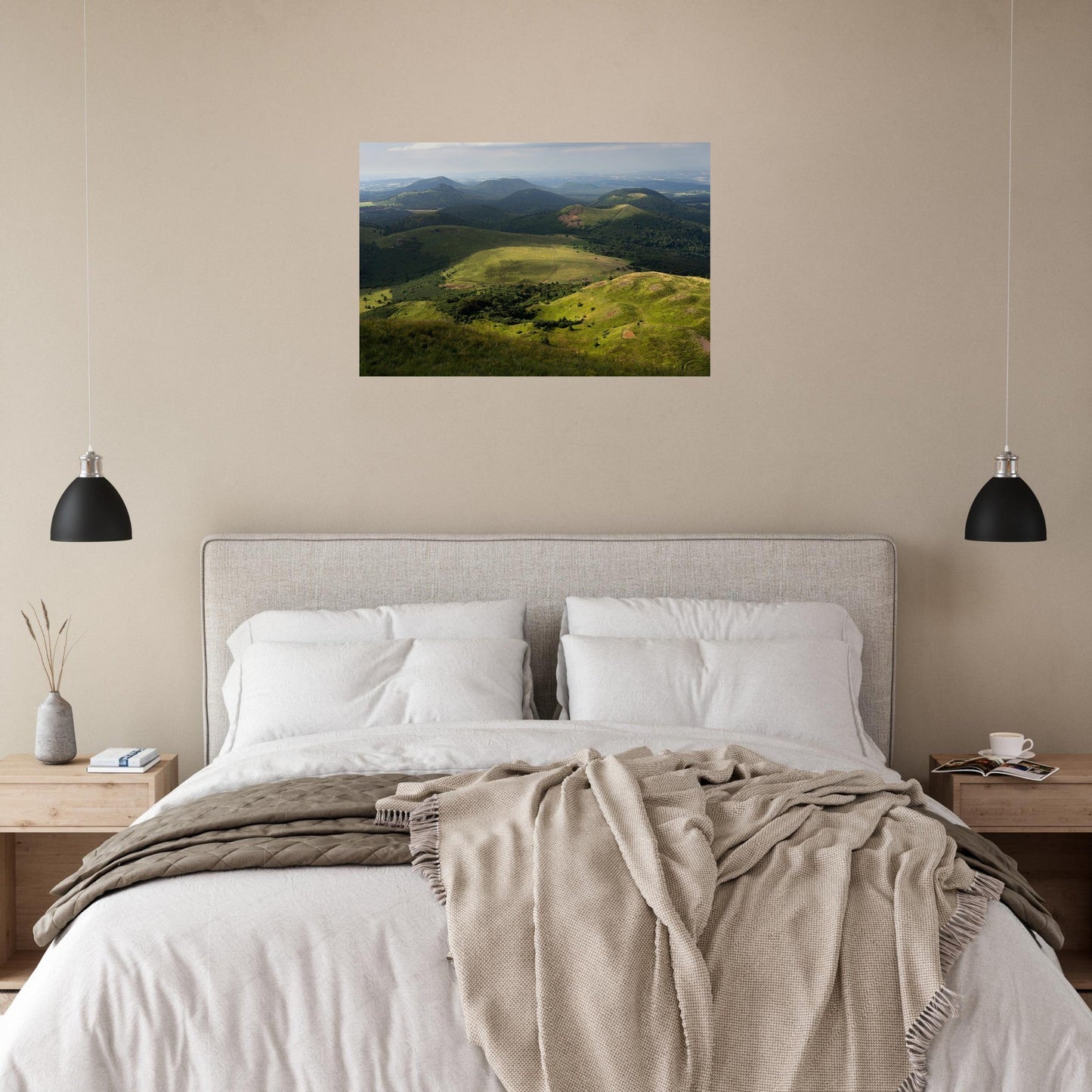 Photo of Puy de Côme and Puy Pariou from Puy de Dôme — photo print on matte aluminium Dibond