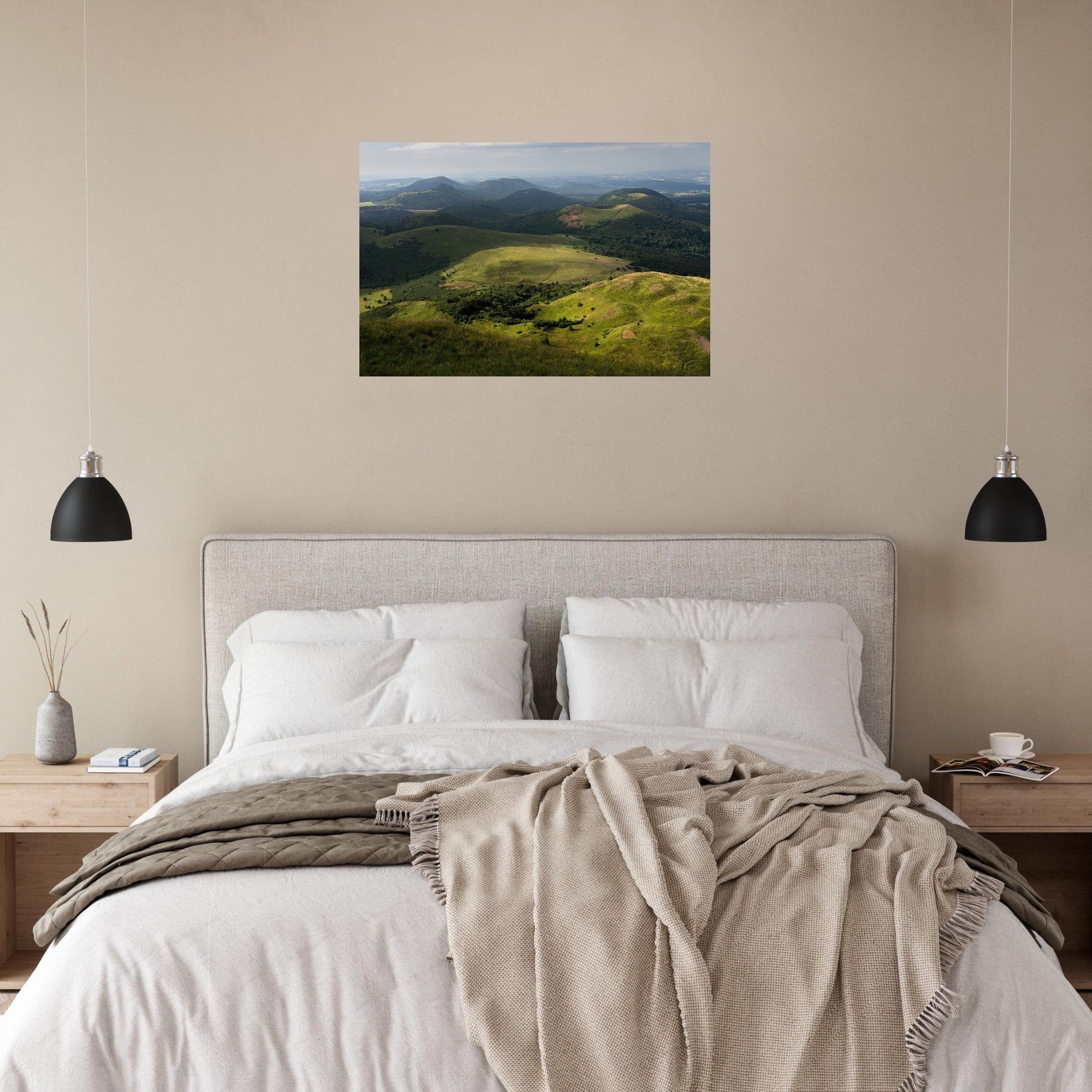 Photo du Puy de Côme et du Puy Pariou depuis le Puy de Dôme — tableau photo paysage de montagne en Alu Dibond