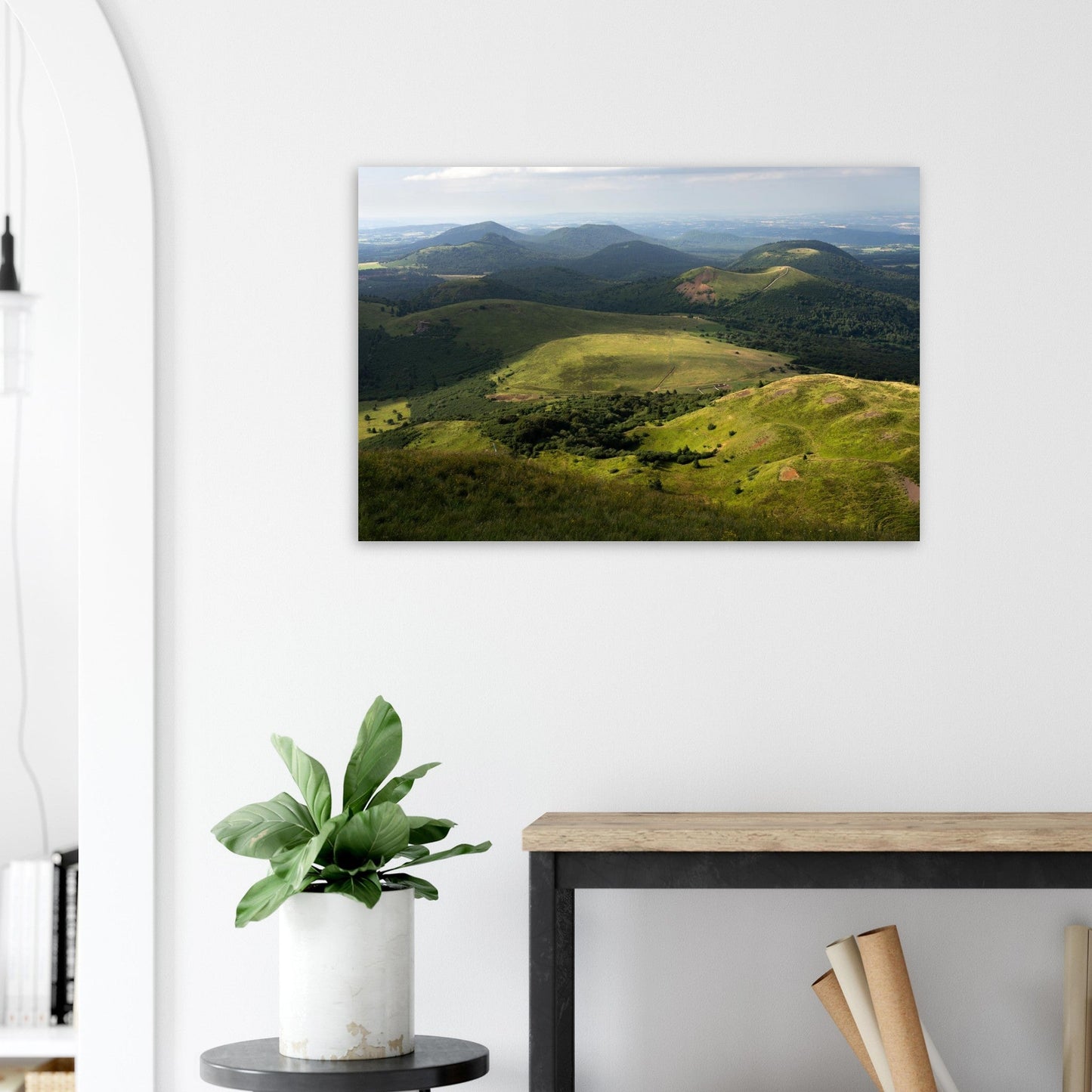 Photo of Puy de Côme and Puy Pariou from Puy de Dôme — photo print on matte aluminium Dibond