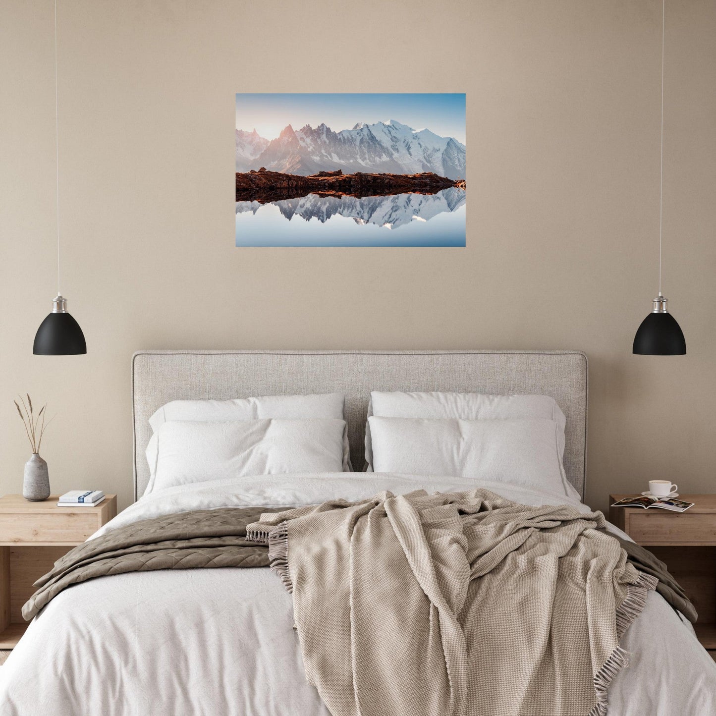 Photo du reflet du Mont-Blanc dans les lacs des Chéserys — tableau photo paysage de montagne en Alu Dibond, imprimé à la commande en France
