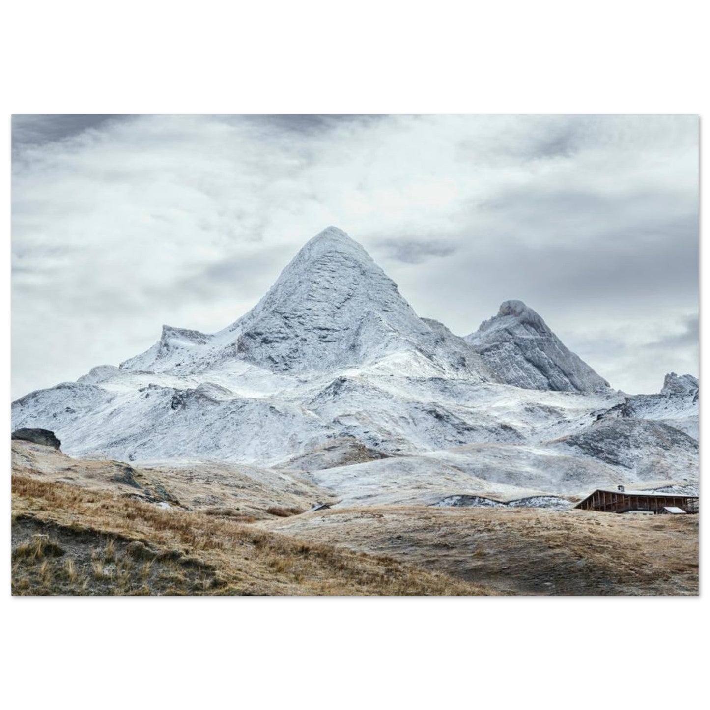 Photo du refuge Agnel face au Pain de Sucre enneigé — tableau photo paysage de montagne en Alu Dibond, fabrication française