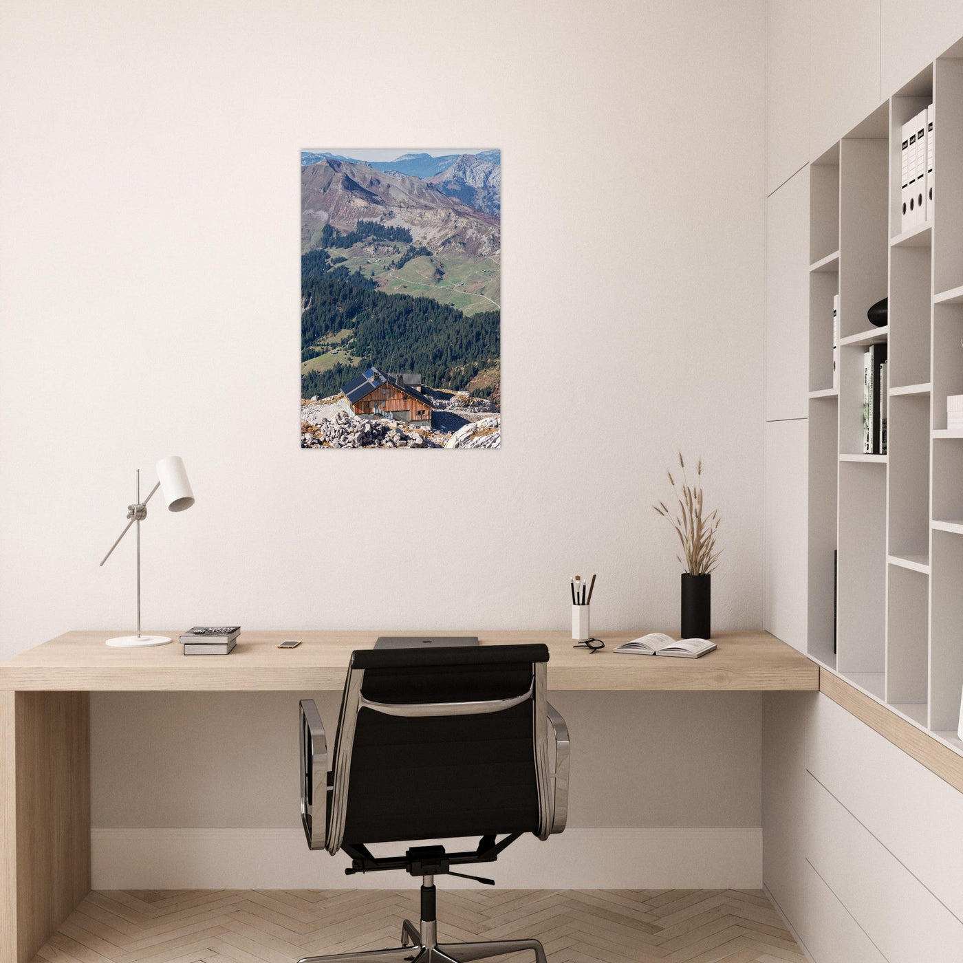 Simulation d’un tableau AluArtMountains dans un intérieur