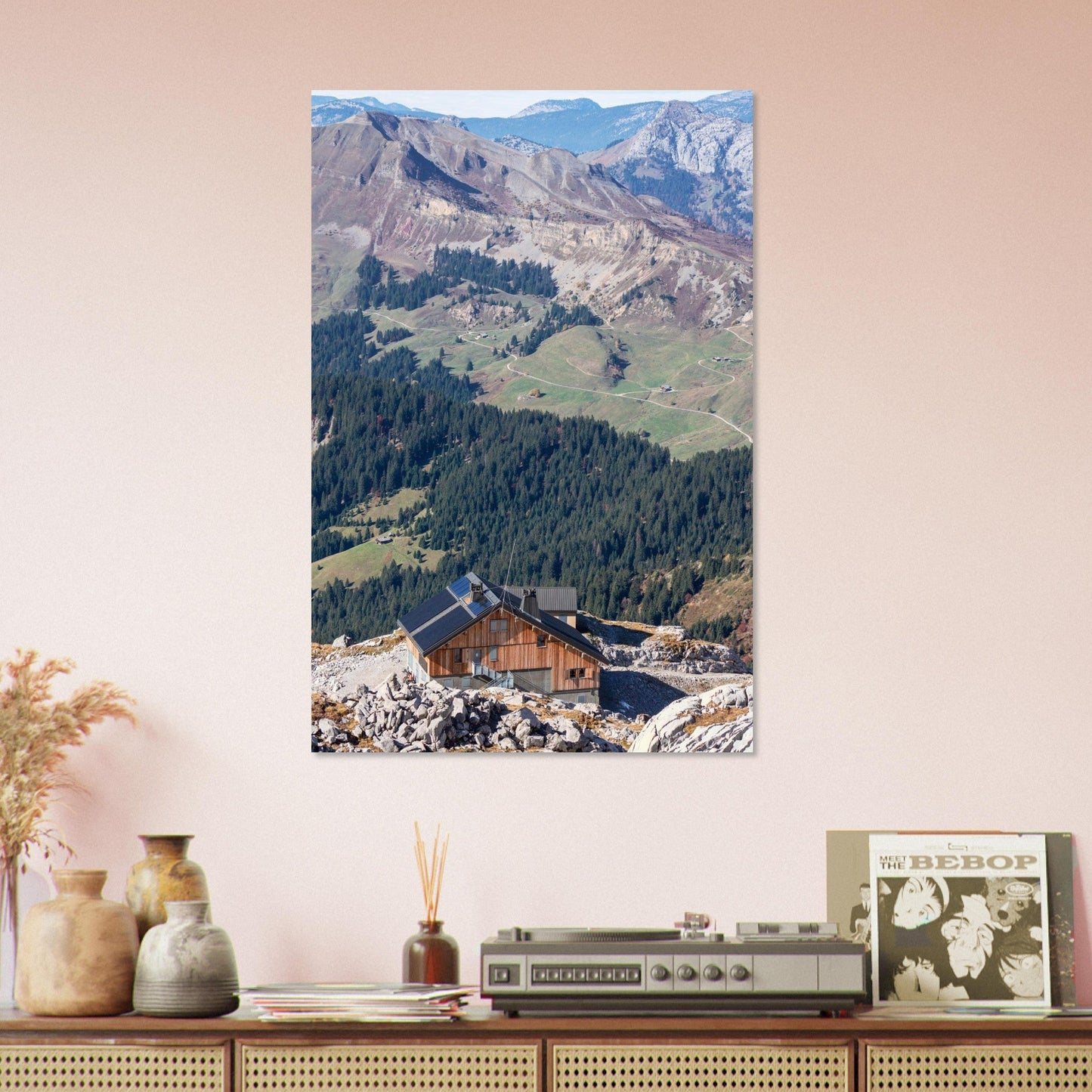 Photo du refuge de la Pointe Percée dans les Aravis — tableau photo paysage de montagne en Alu Dibond, fabrication française