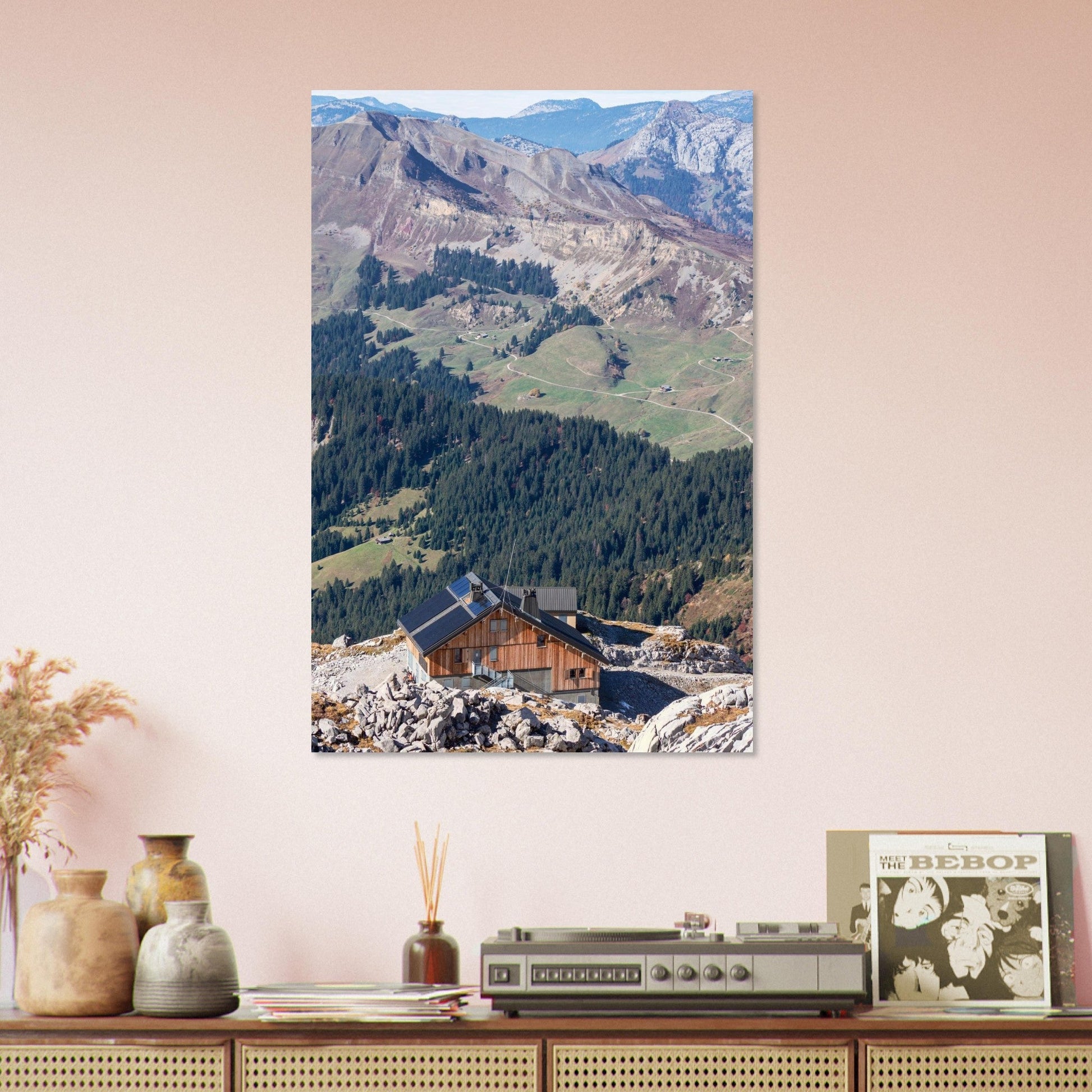 Photo du refuge de la Pointe Percée dans les Aravis — tableau photo paysage de montagne en Alu Dibond, fabrication française