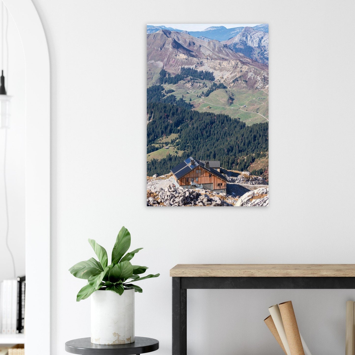 Photo du refuge de la Pointe Percée dans les Aravis — tableau photo paysage de montagne en Alu Dibond, fabrication française