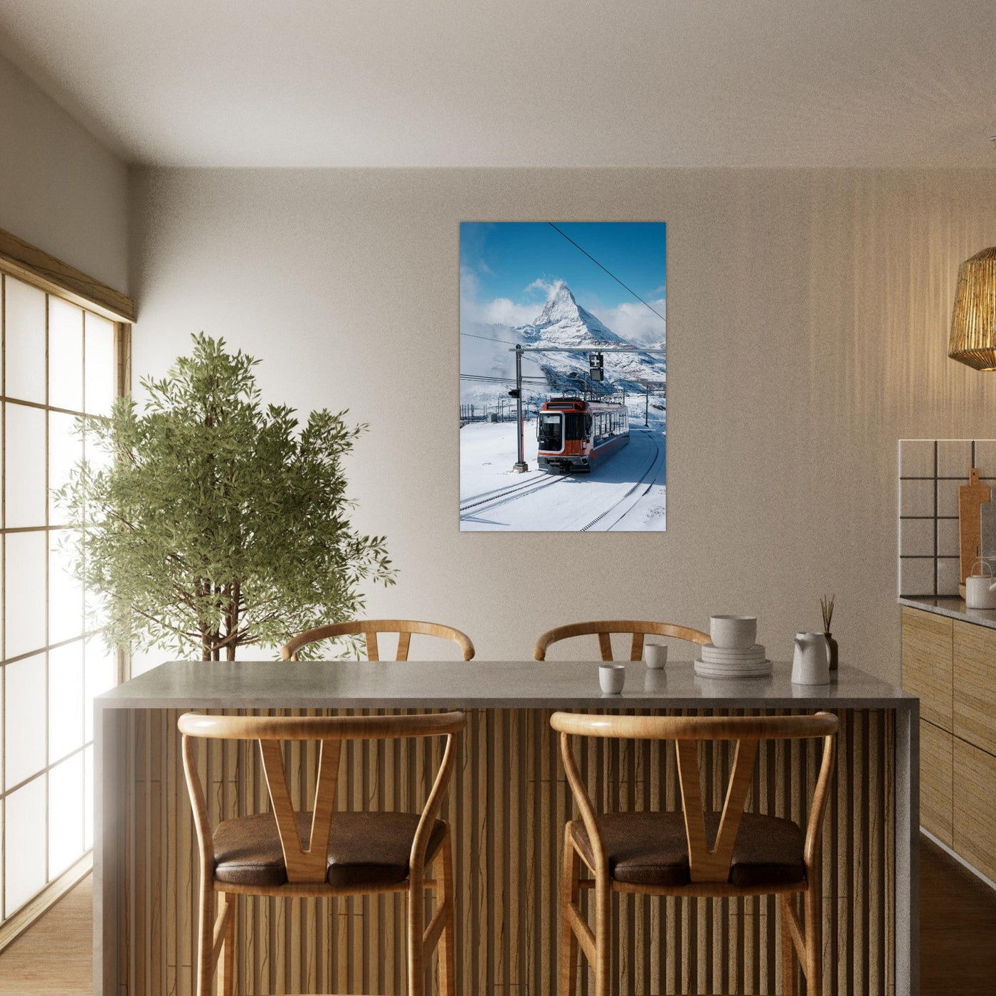 Simulation d’un tableau AluArtMountains dans un intérieur