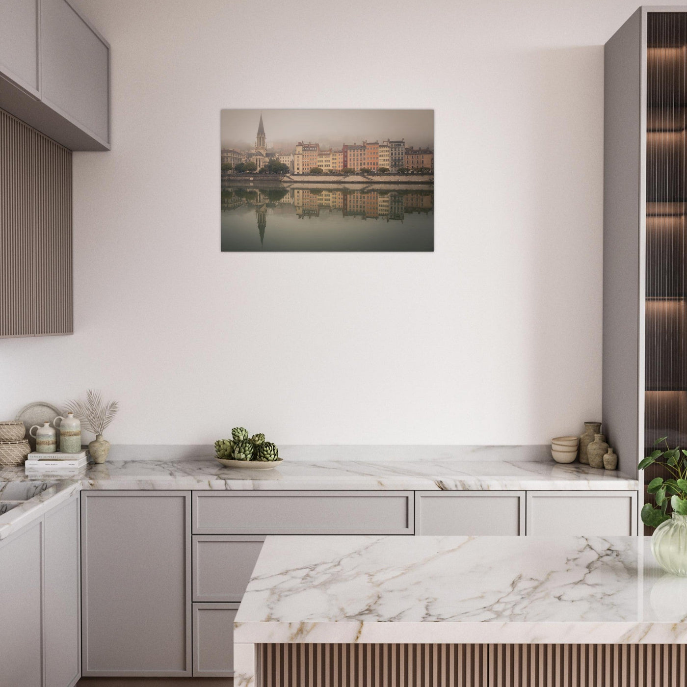 Simulation d’un tableau AluArtMountains dans un intérieur