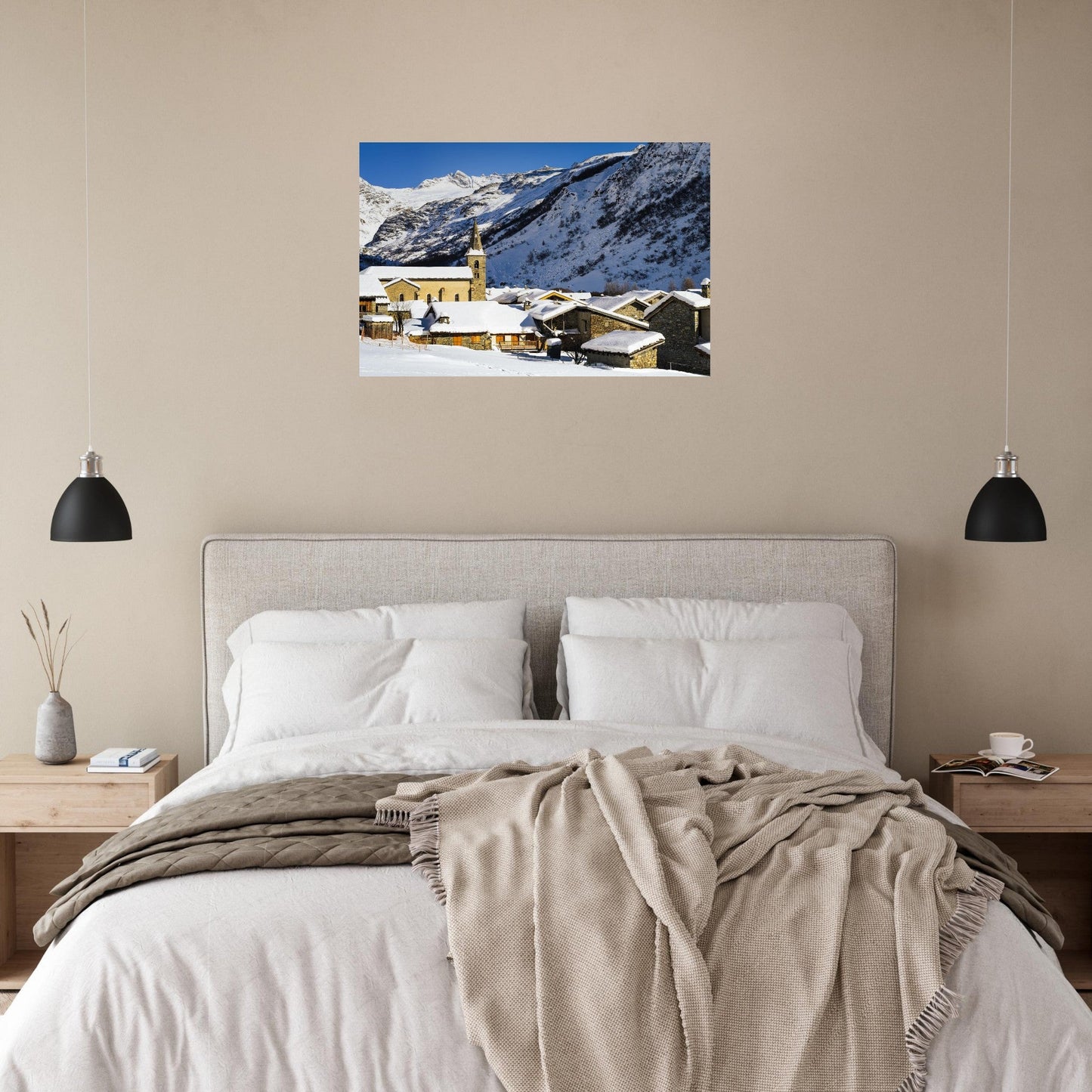 Photo du vieux village de Bonneval-sur-Arc en hiver — tableau photo paysage de montagne en Alu Dibond