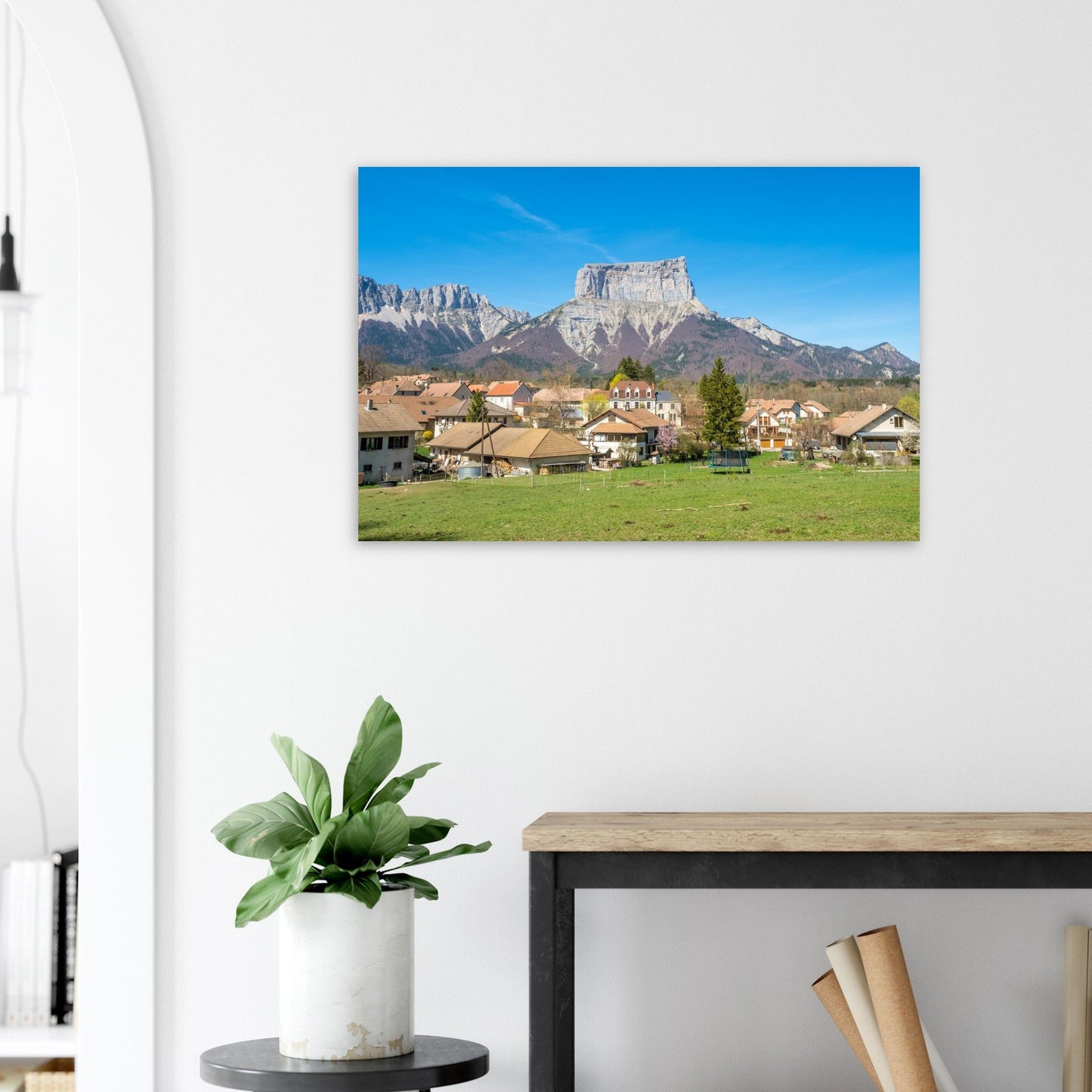 Photo of the village of Chichilianne at the foot of Mont Aiguille — photo print on matte aluminium Dibond