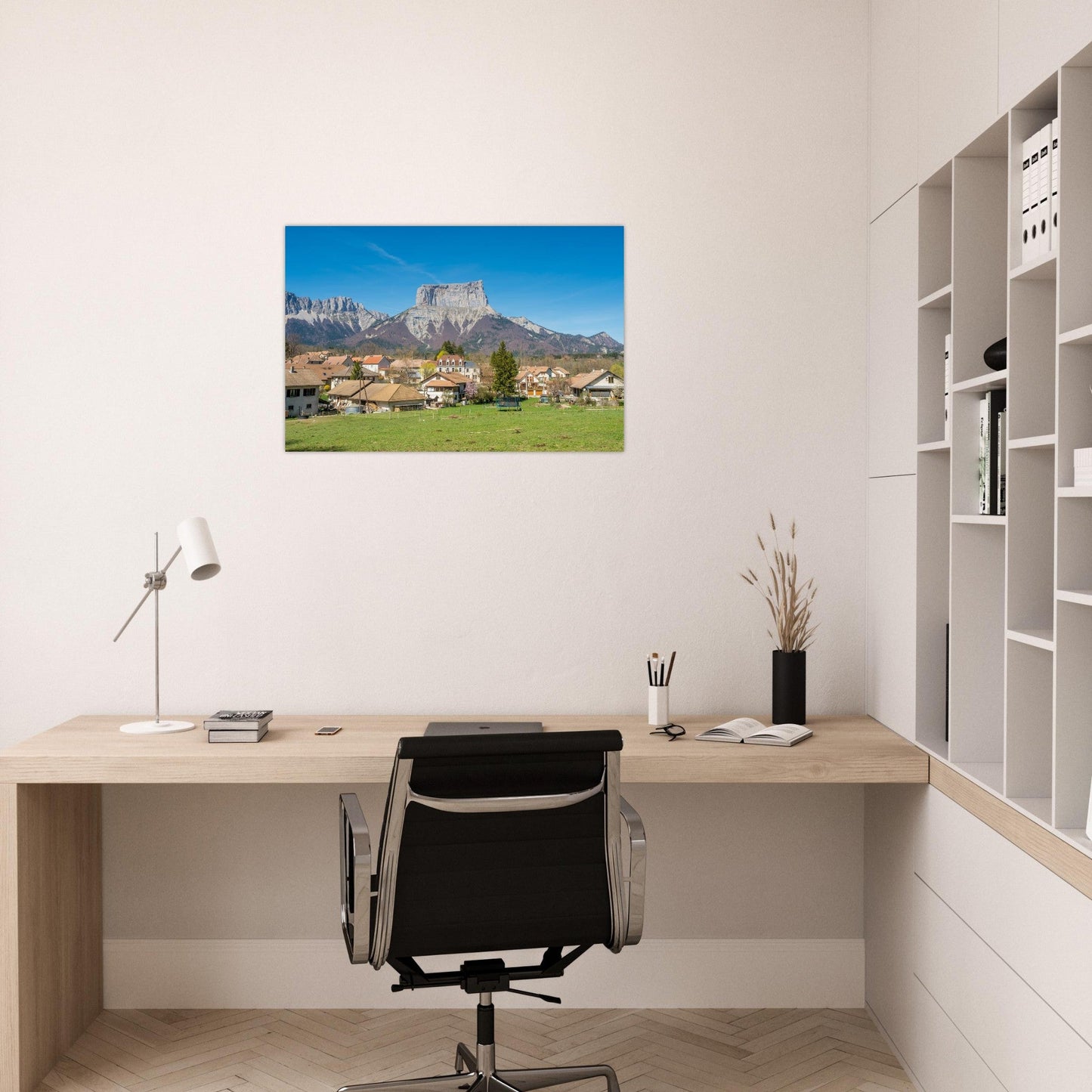 Photo of the village of Chichilianne at the foot of Mont Aiguille — photo print on matte aluminium Dibond