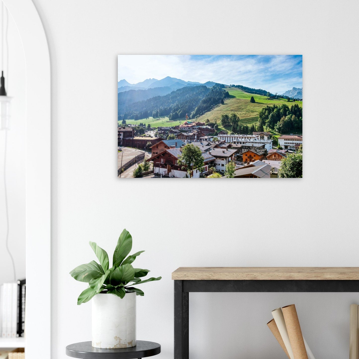 Photo du village de La Clusaz dans les Aravis — tableau photo paysage de montagne en Alu Dibond, fabrication française