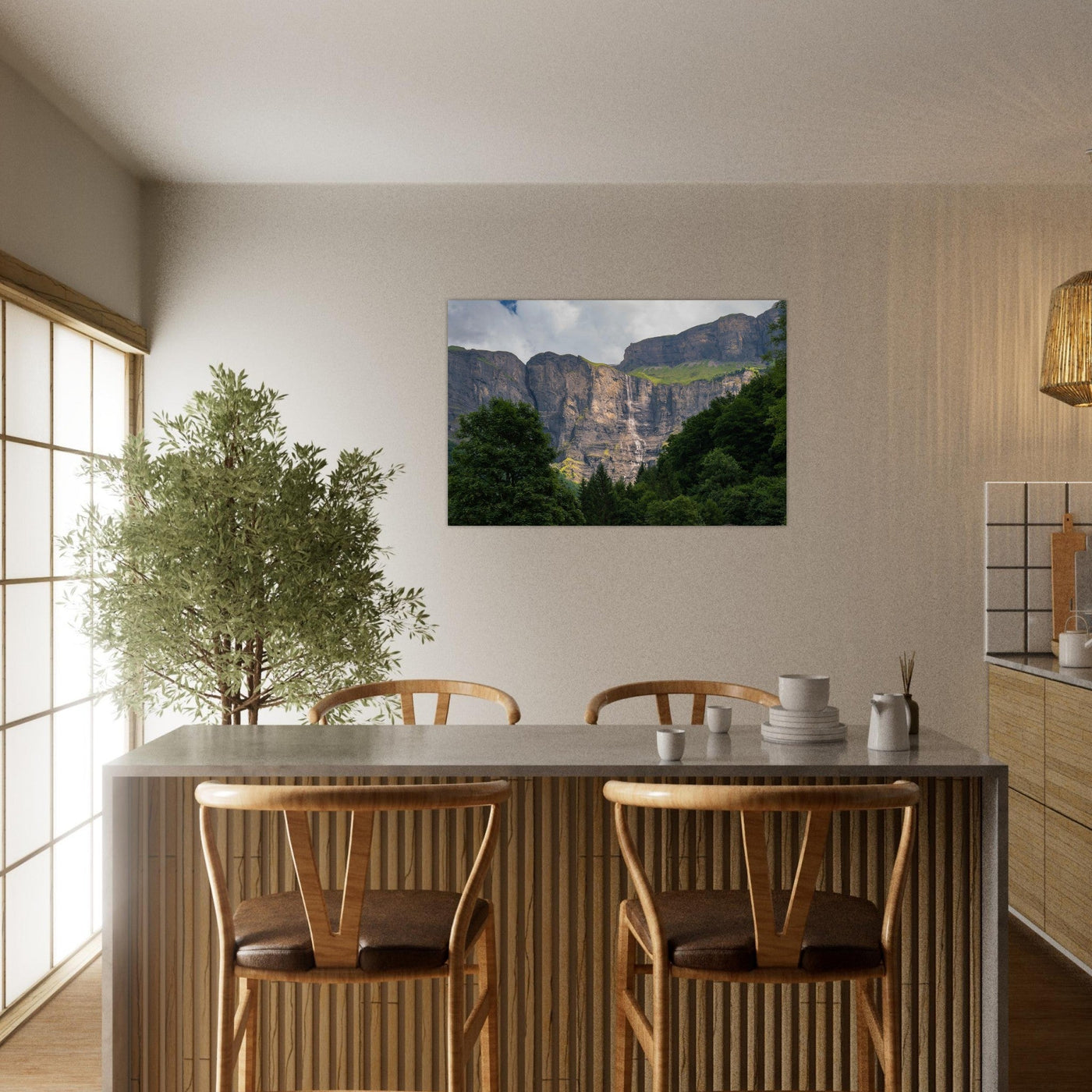 Simulation d’un tableau AluArtMountains dans un intérieur