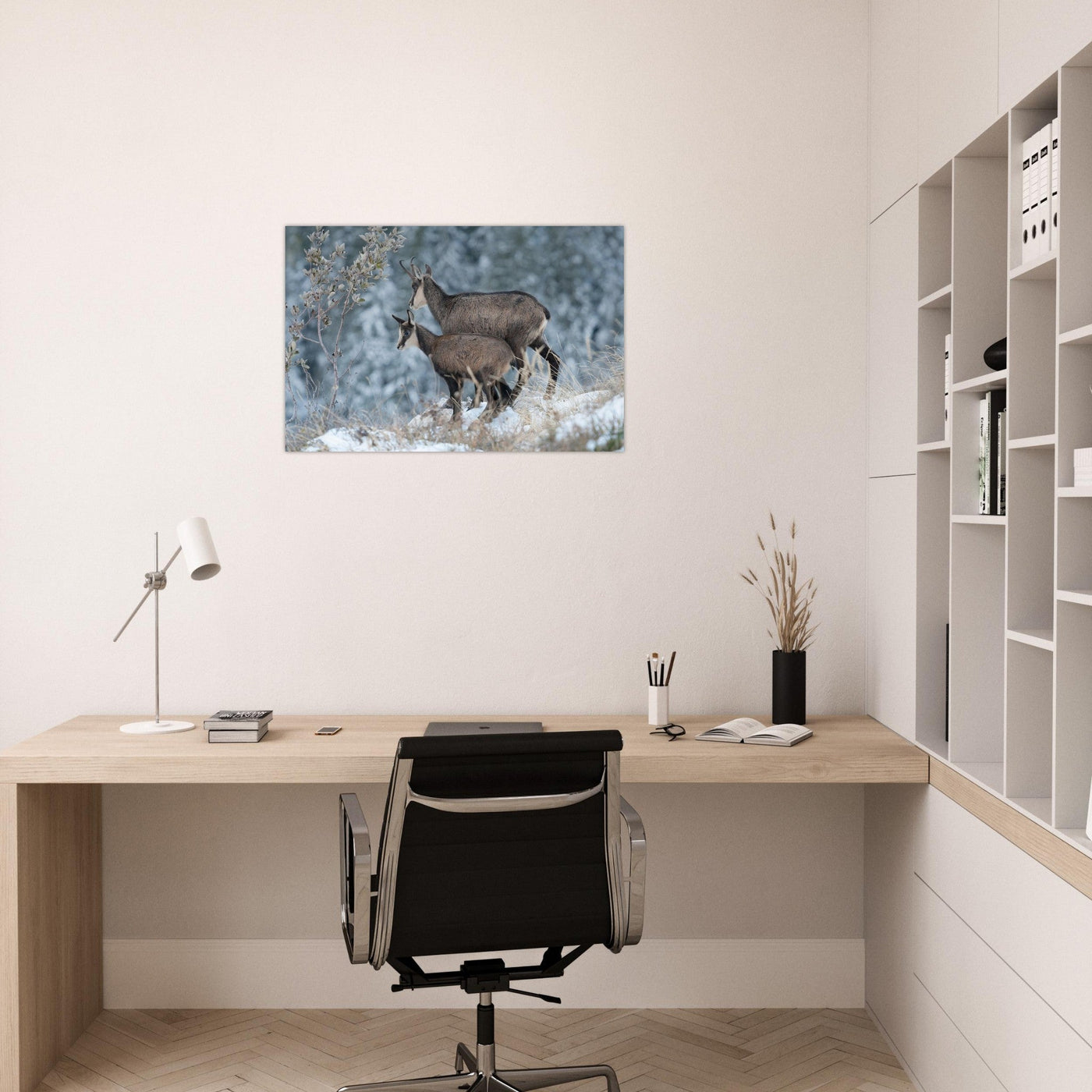 Simulation d’un tableau AluArtMountains dans un intérieur