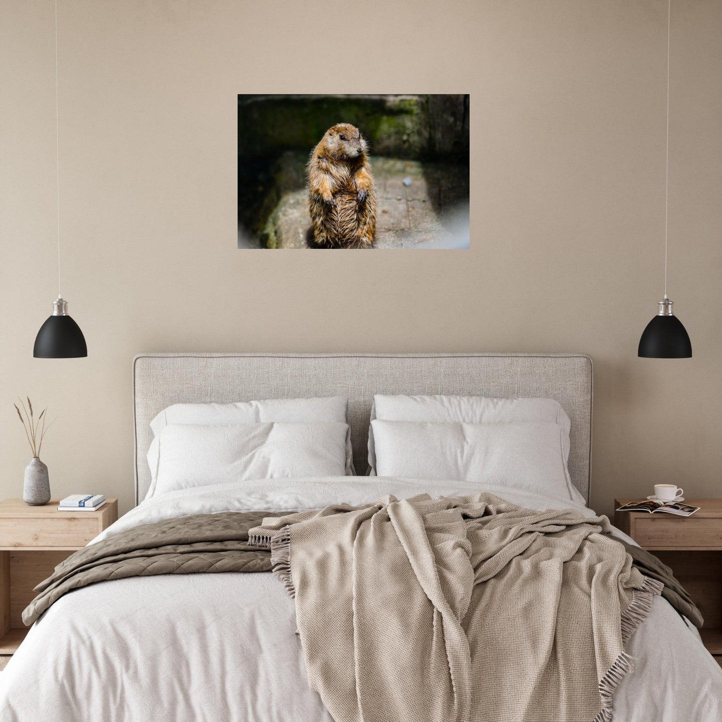 Photo d’une jeune marmotte des Alpes — tableau photo paysage de montagne en Alu Dibond, fabrication française