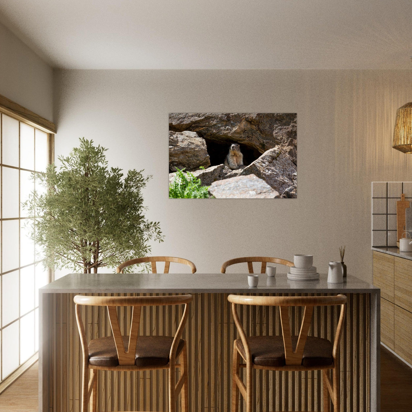 Simulation d’un tableau AluArtMountains dans un intérieur