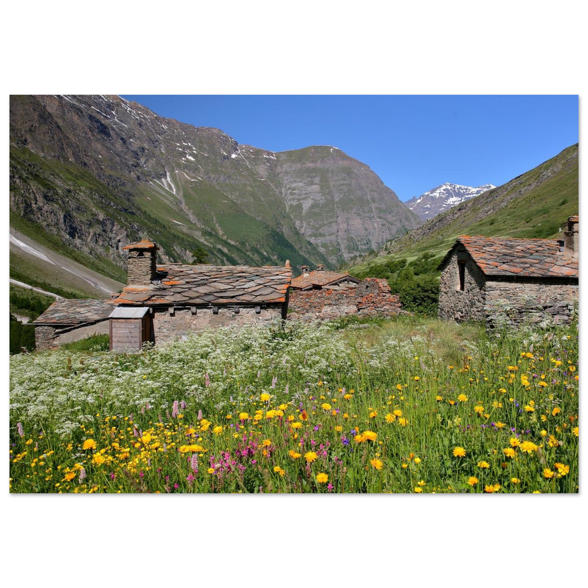 Photo du hameau d’Avérole à Bessans — Fotodruck auf mattem Alu-Dibond