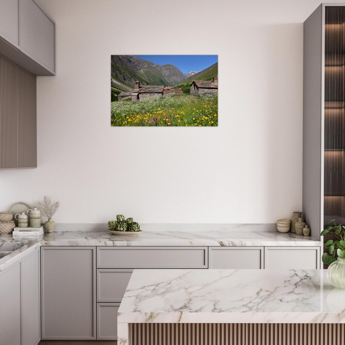 Photo du hameau d’Avérole à Bessans — Fotodruck auf mattem Alu-Dibond