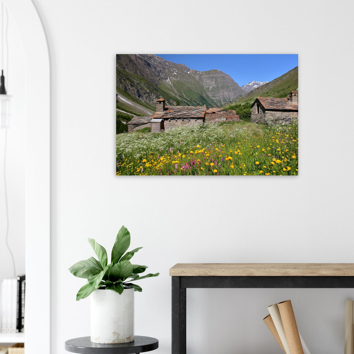 Photo du hameau d’Avérole à Bessans — Fotodruck auf mattem Alu-Dibond