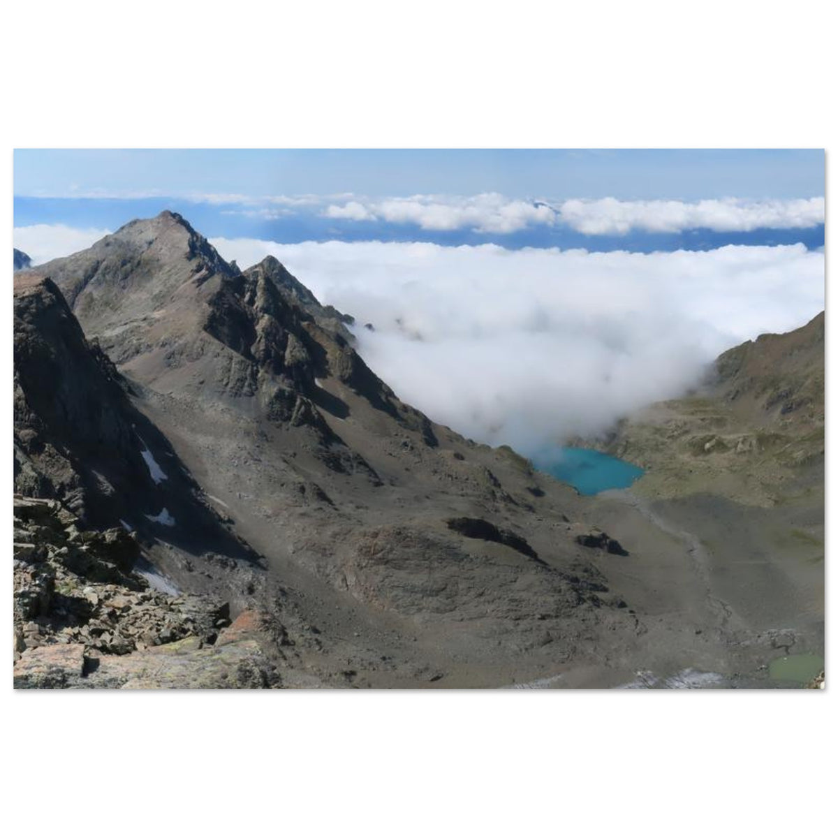 Photo du Lac Blanc depuis la Croix de Belledonne — Fotodruck auf mattem Alu-Dibond