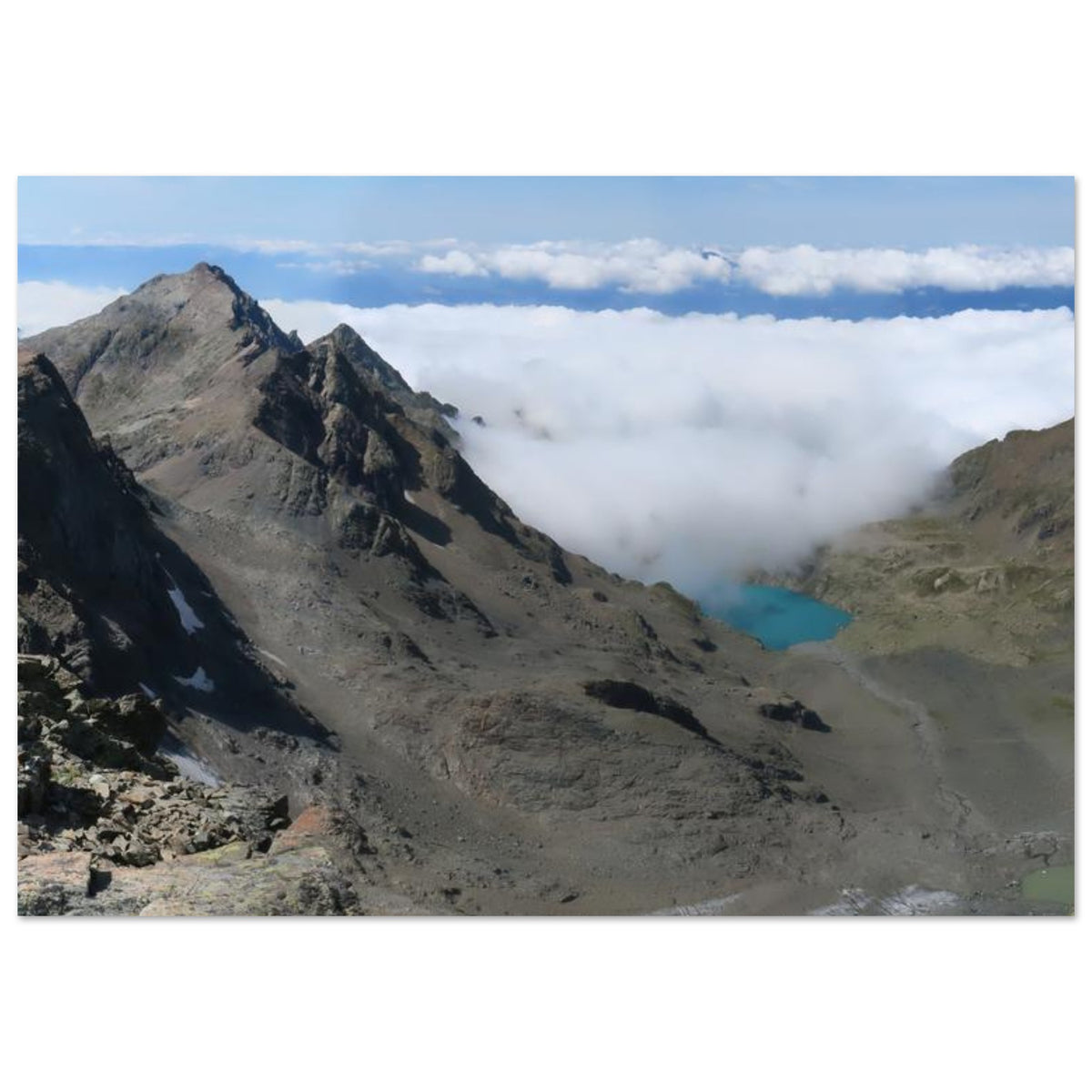 Photo du Lac Blanc depuis la Croix de Belledonne — Fotodruck auf mattem Alu-Dibond