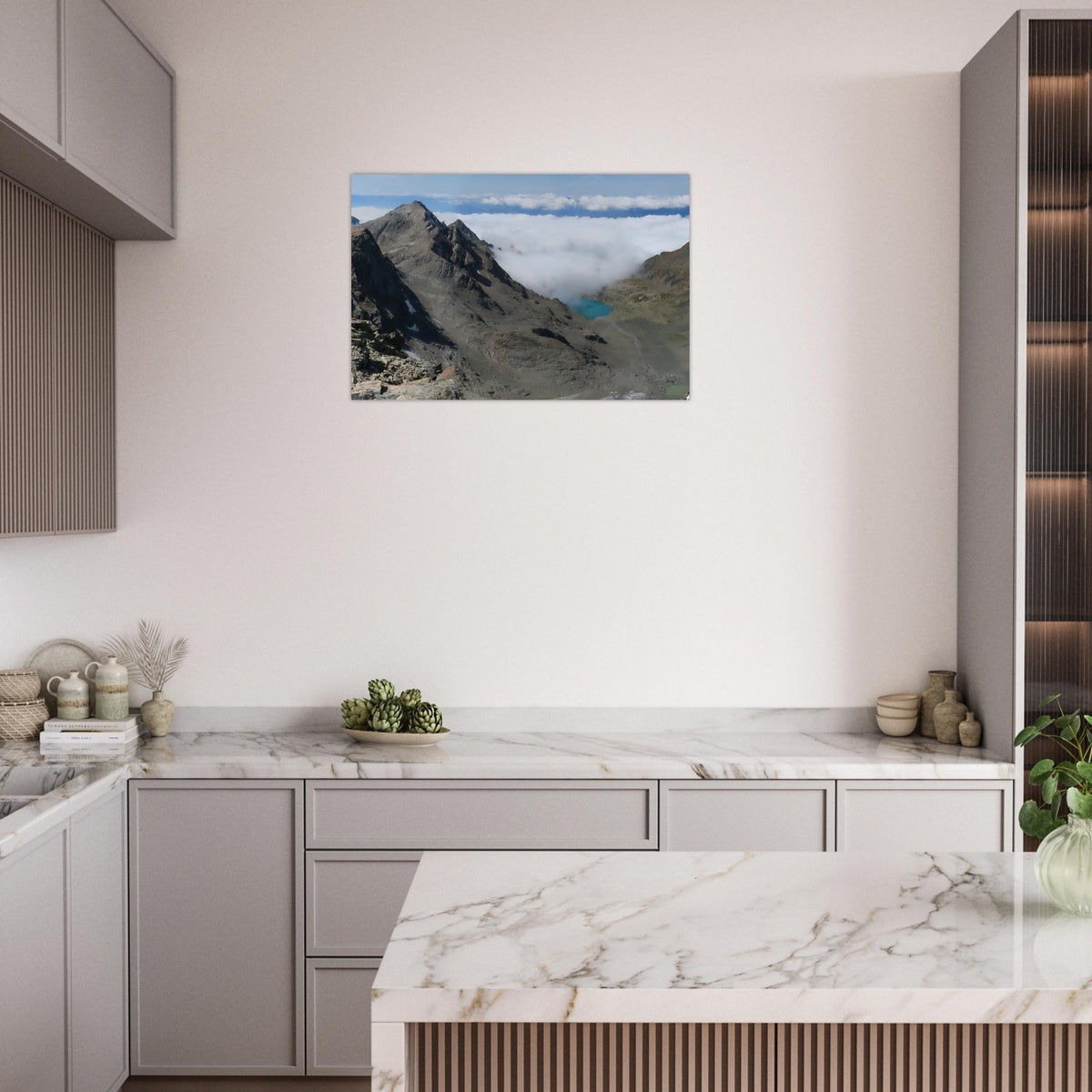 Photo du Lac Blanc depuis la Croix de Belledonne — Fotodruck auf mattem Alu-Dibond