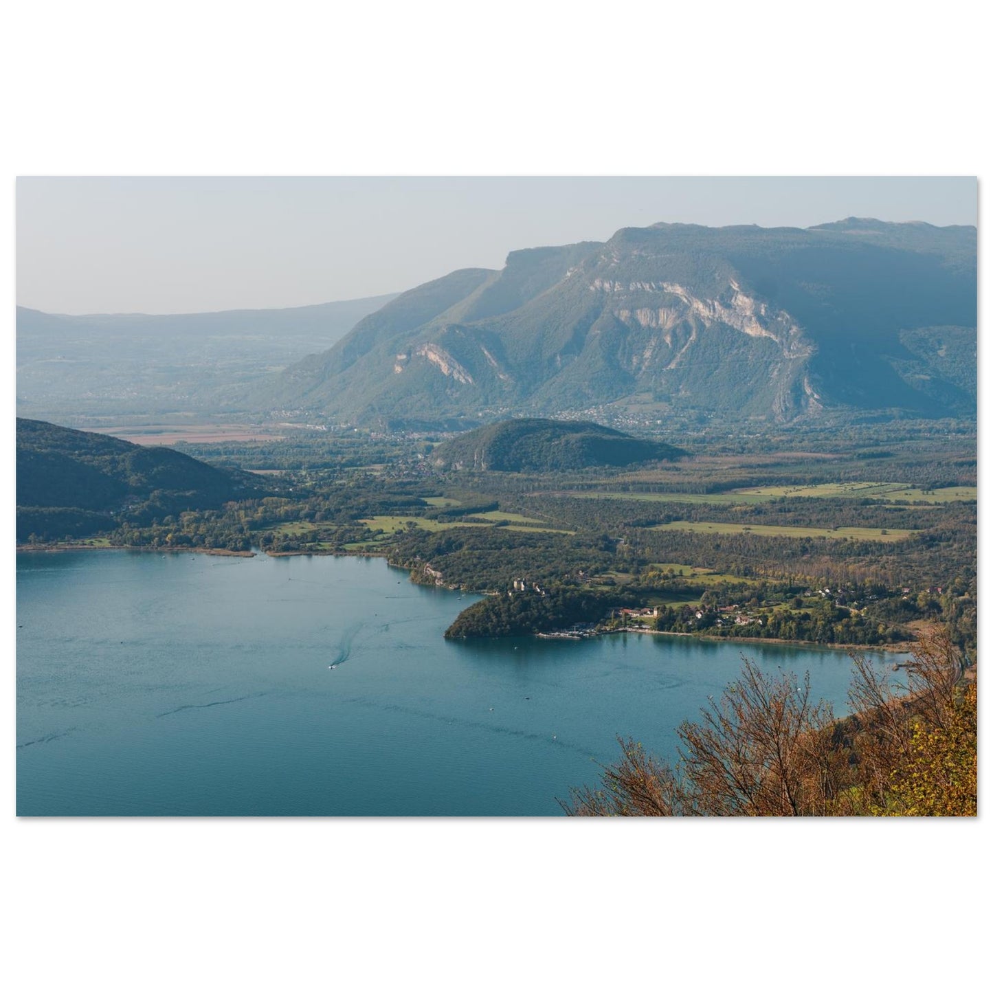 Tableau photo du lac du Bourget et du château de Châtillon depuis La Chambotte sur aluminium Dibond mat, format 30 × 45 cm
