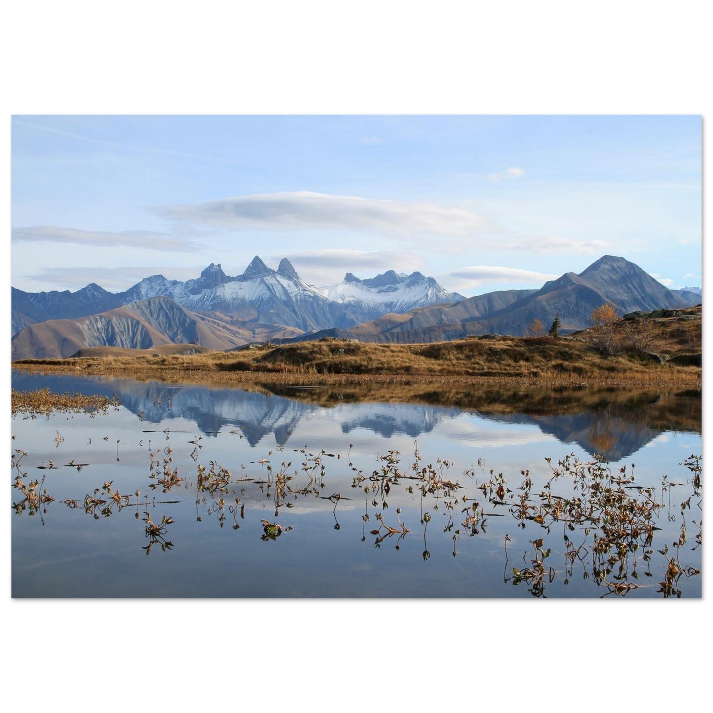 Tableau photo du lac Guichard face aux Aiguilles d’Arves en grand format 70 × 100 cm sur Dibond mat
