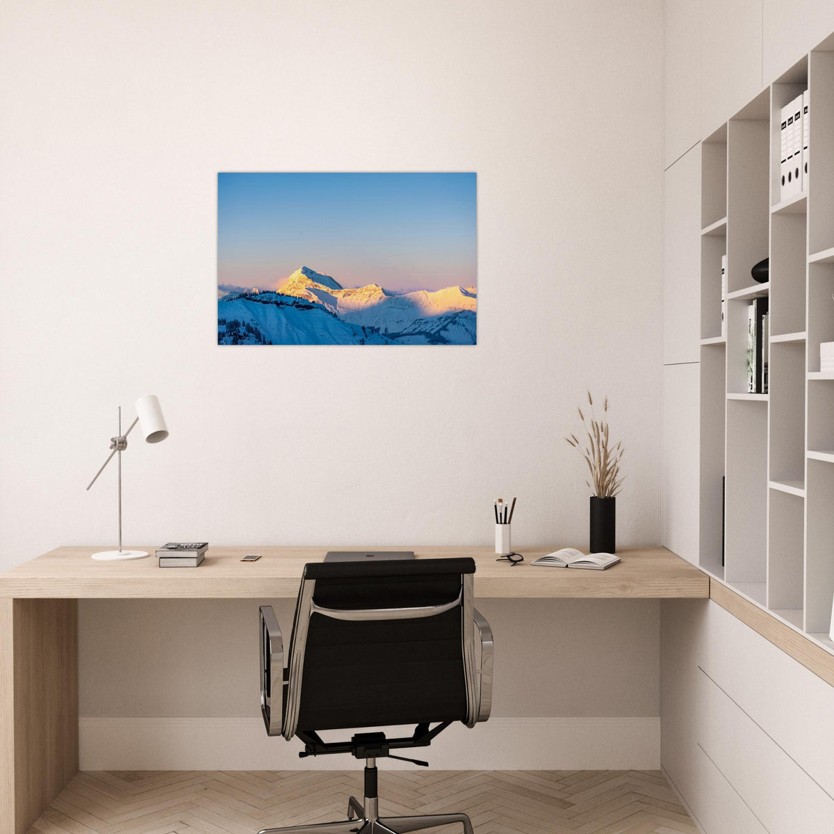 Photo du Mont Charvin enneigé dans les Aravis — photo print on matte aluminium Dibond