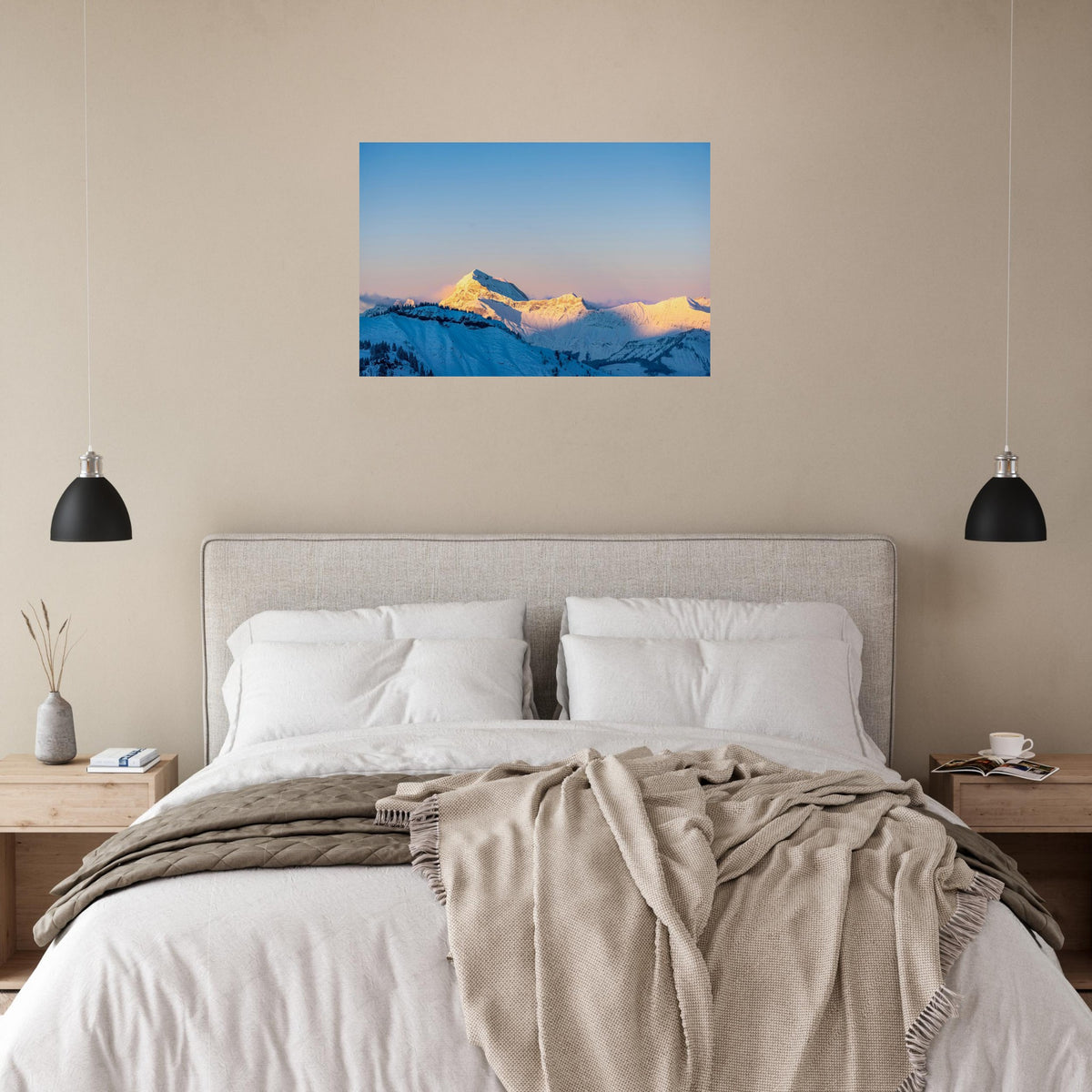Photo du Mont Charvin enneigé dans les Aravis — photo print on matte aluminium Dibond