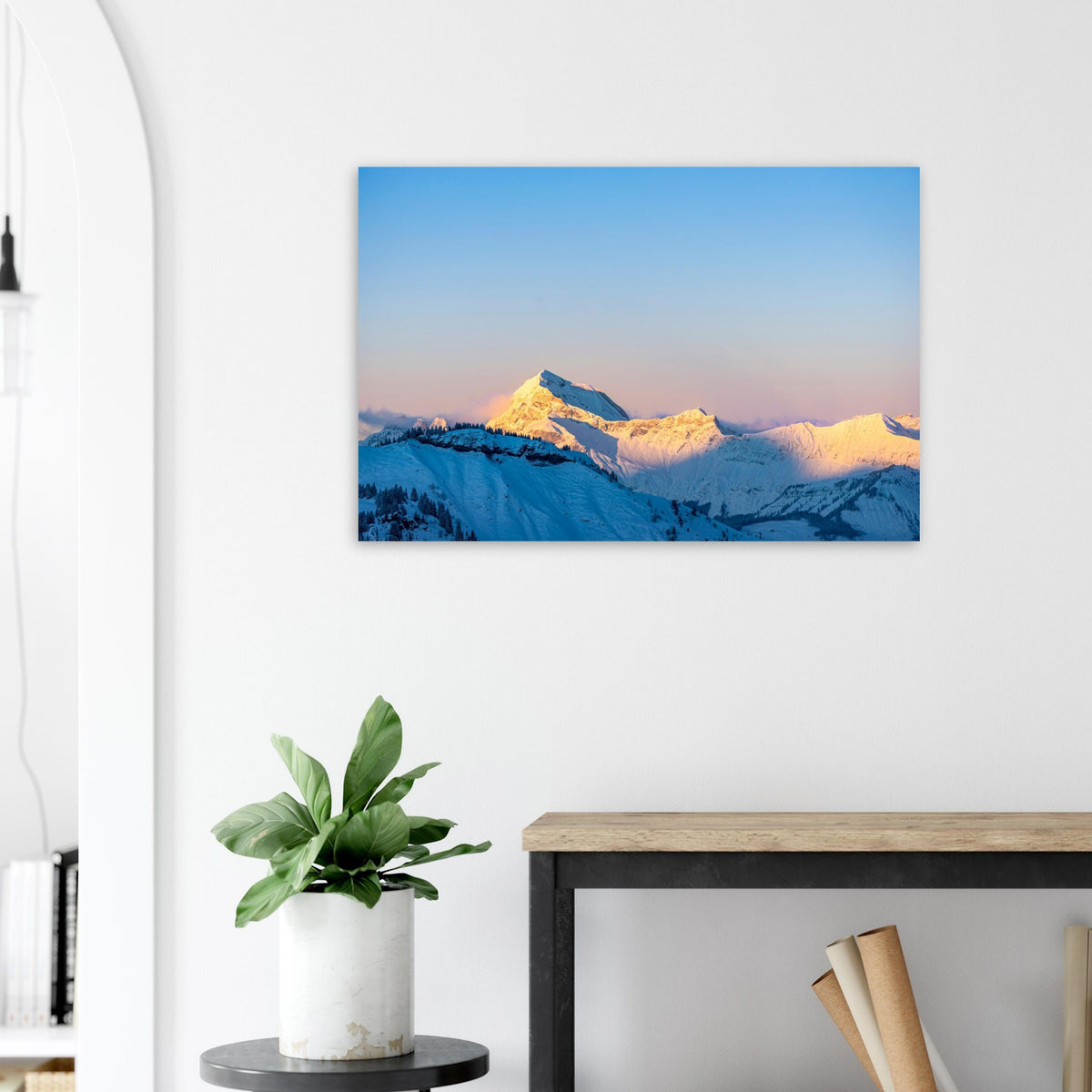 Photo du Mont Charvin enneigé dans les Aravis — photo print on matte aluminium Dibond