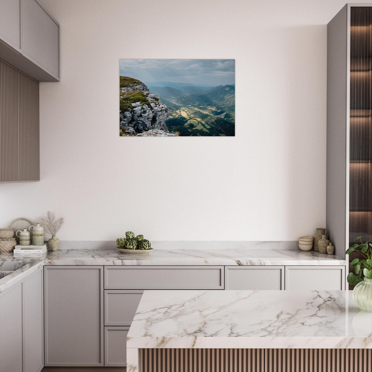 Simulation d’un tableau AluArtMountains dans un intérieur