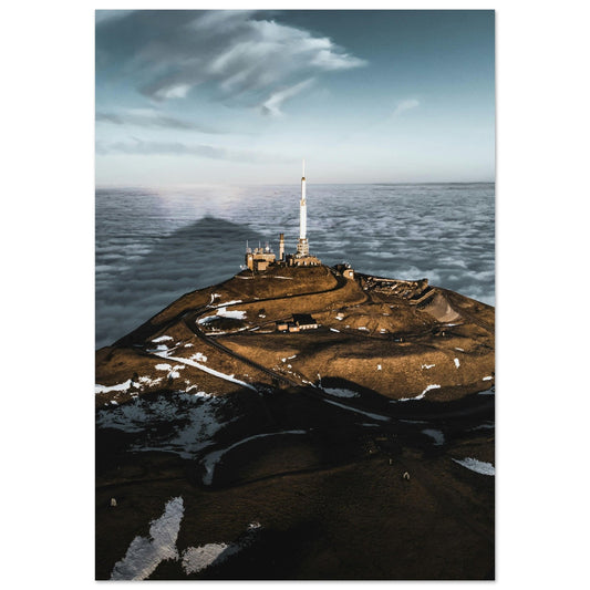 Tableau photo Photo drone du Temple de Mercure, Orcines, Puy de Dôme — tirage aluminium Dibond mat, fabrication française, prêt à accrocher