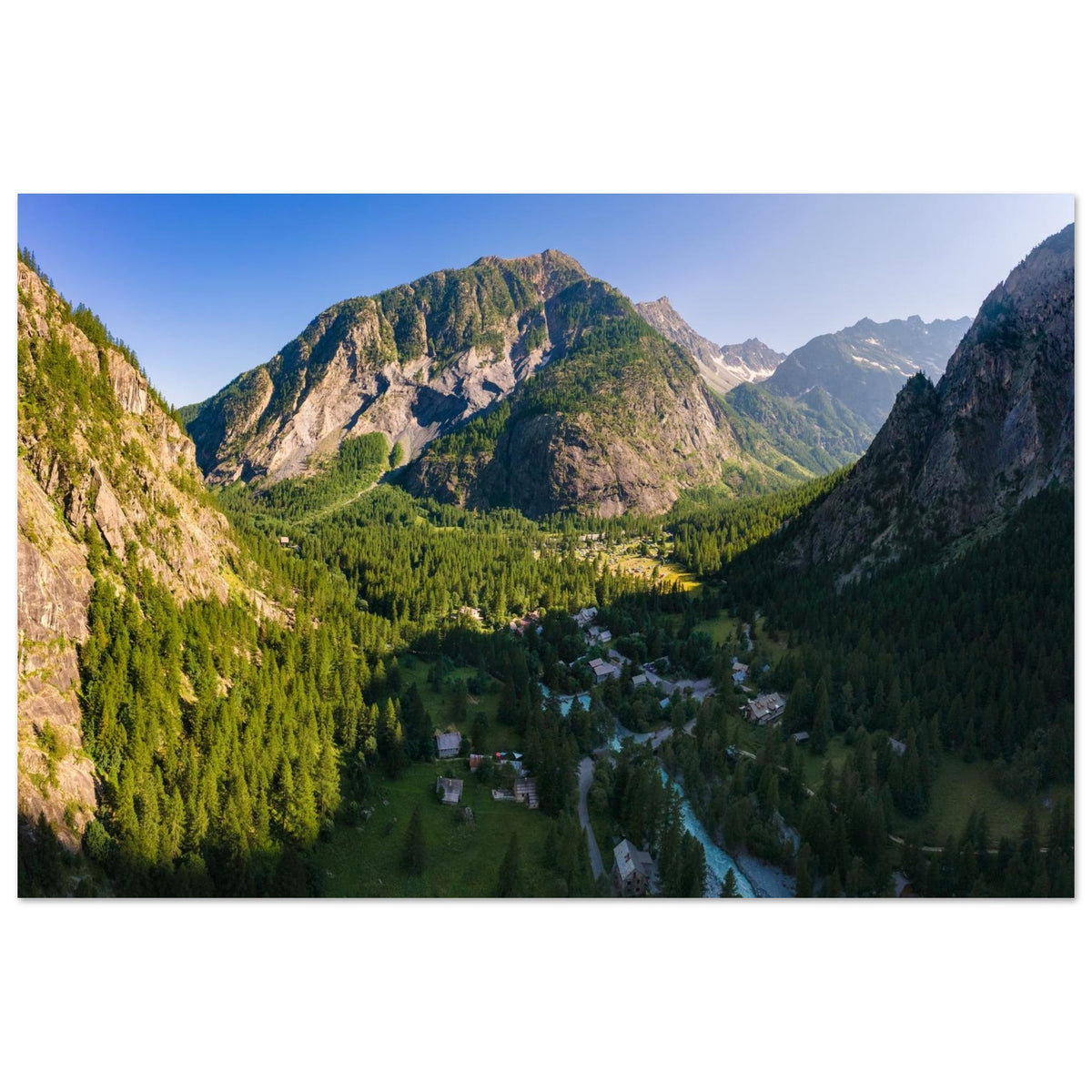 Photo de la vallée d’Ailefroide dans les Écrins — Fotodruck auf mattem Alu-Dibond