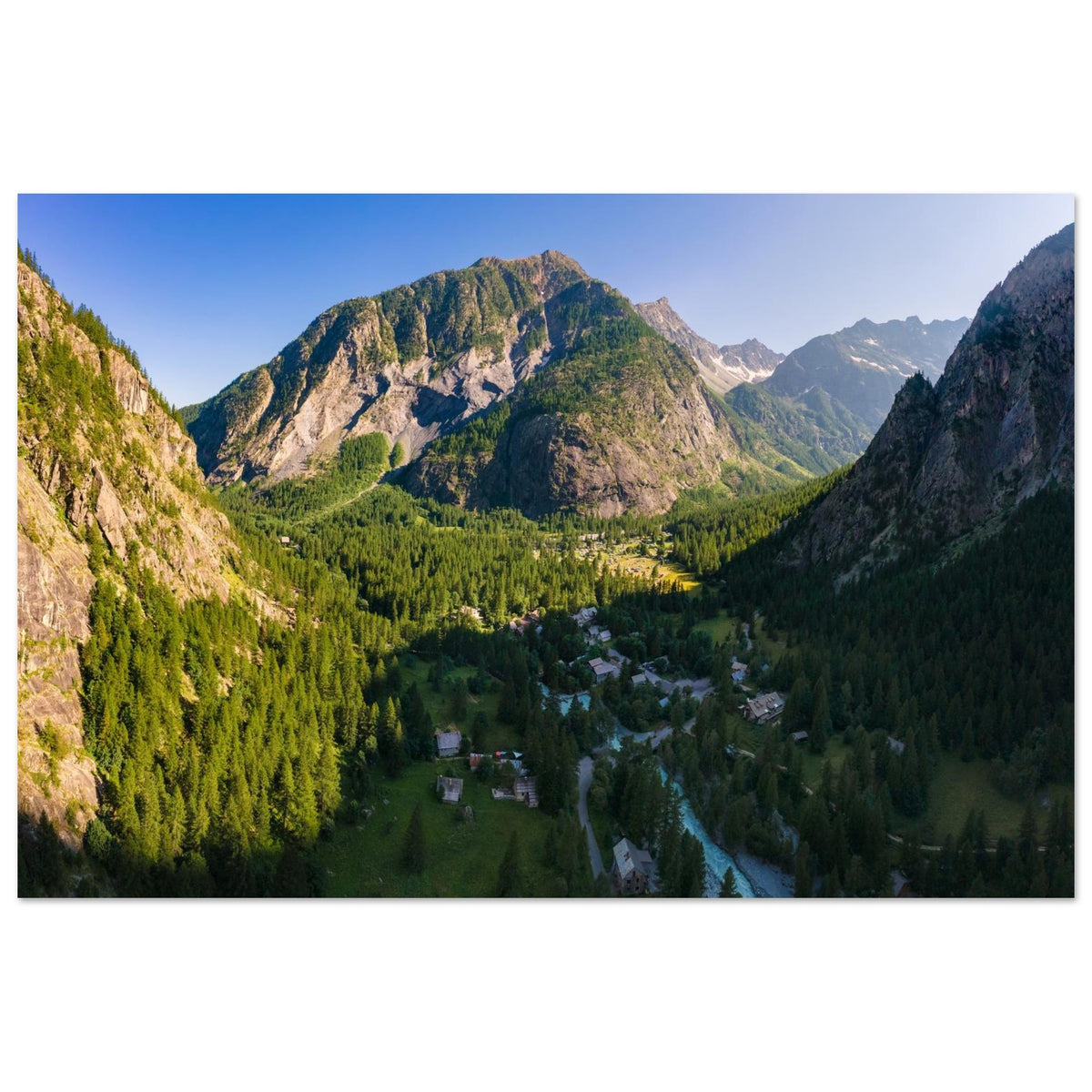 Photo de la vallée d’Ailefroide dans les Écrins — Fotodruck auf mattem Alu-Dibond