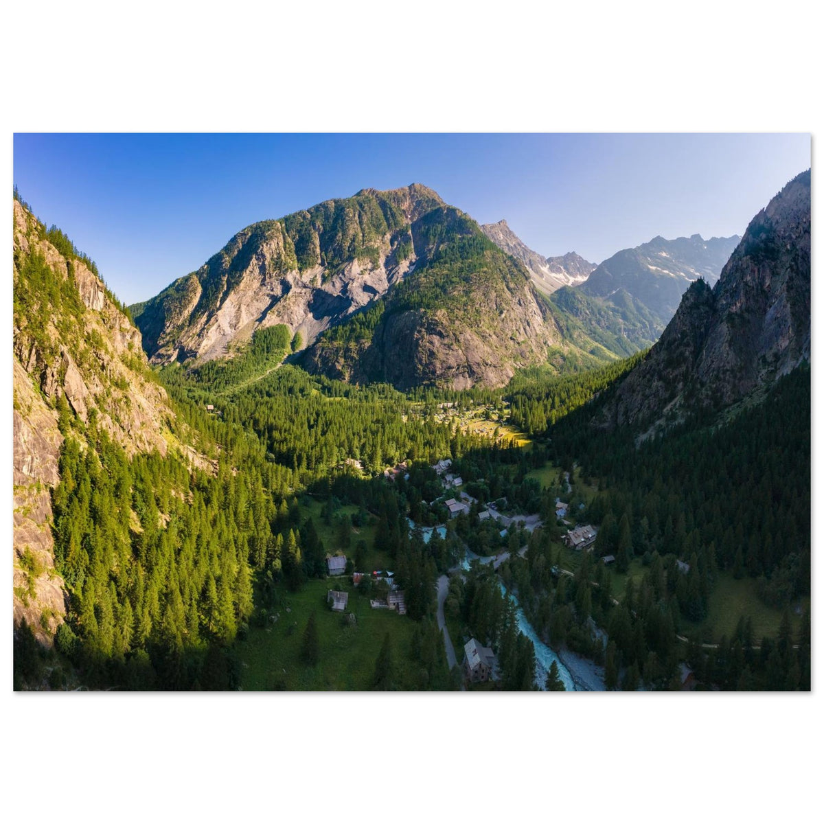 Photo de la vallée d’Ailefroide dans les Écrins — Fotodruck auf mattem Alu-Dibond