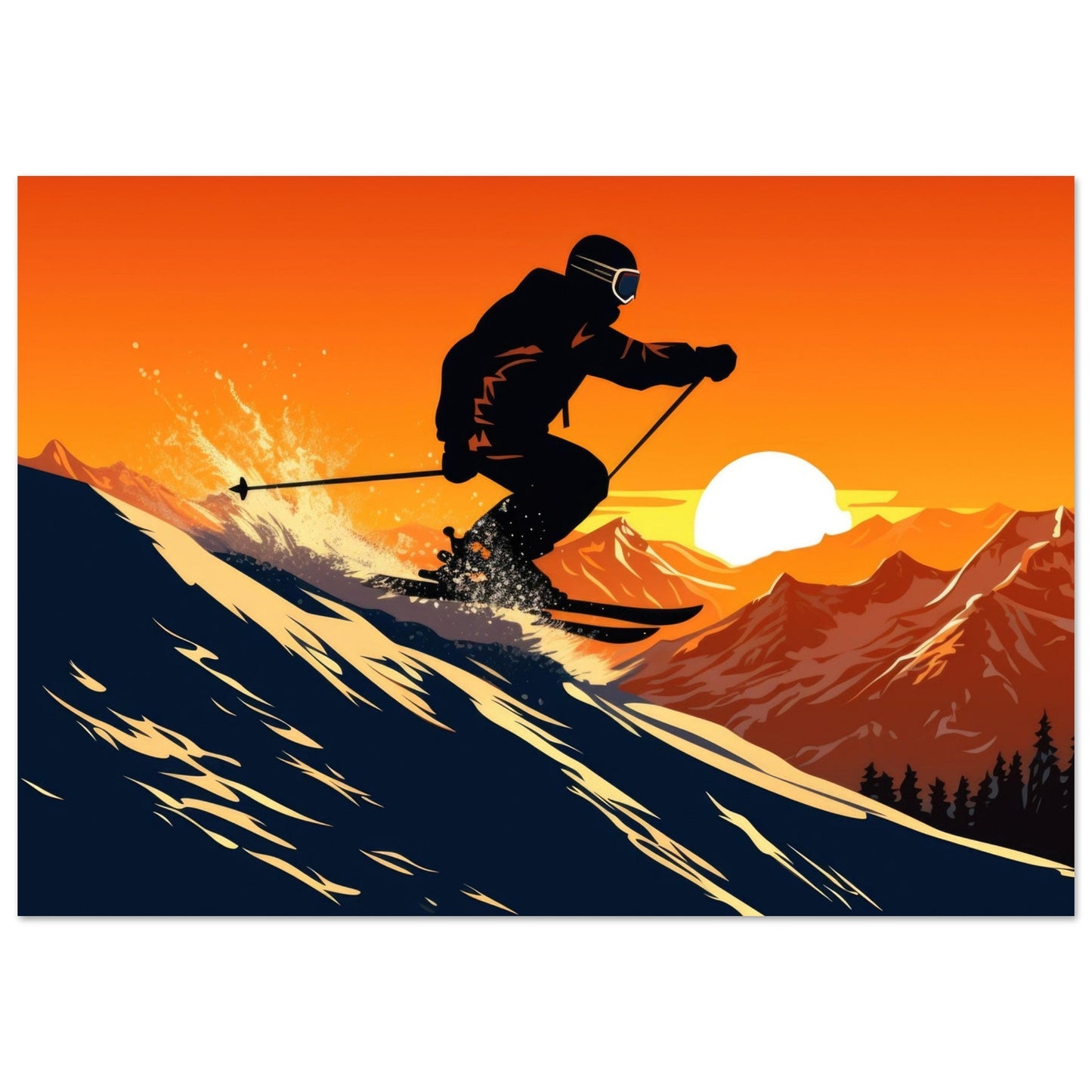 Vente Illustration vintage d'un skieur - Illustration vintage / rétro