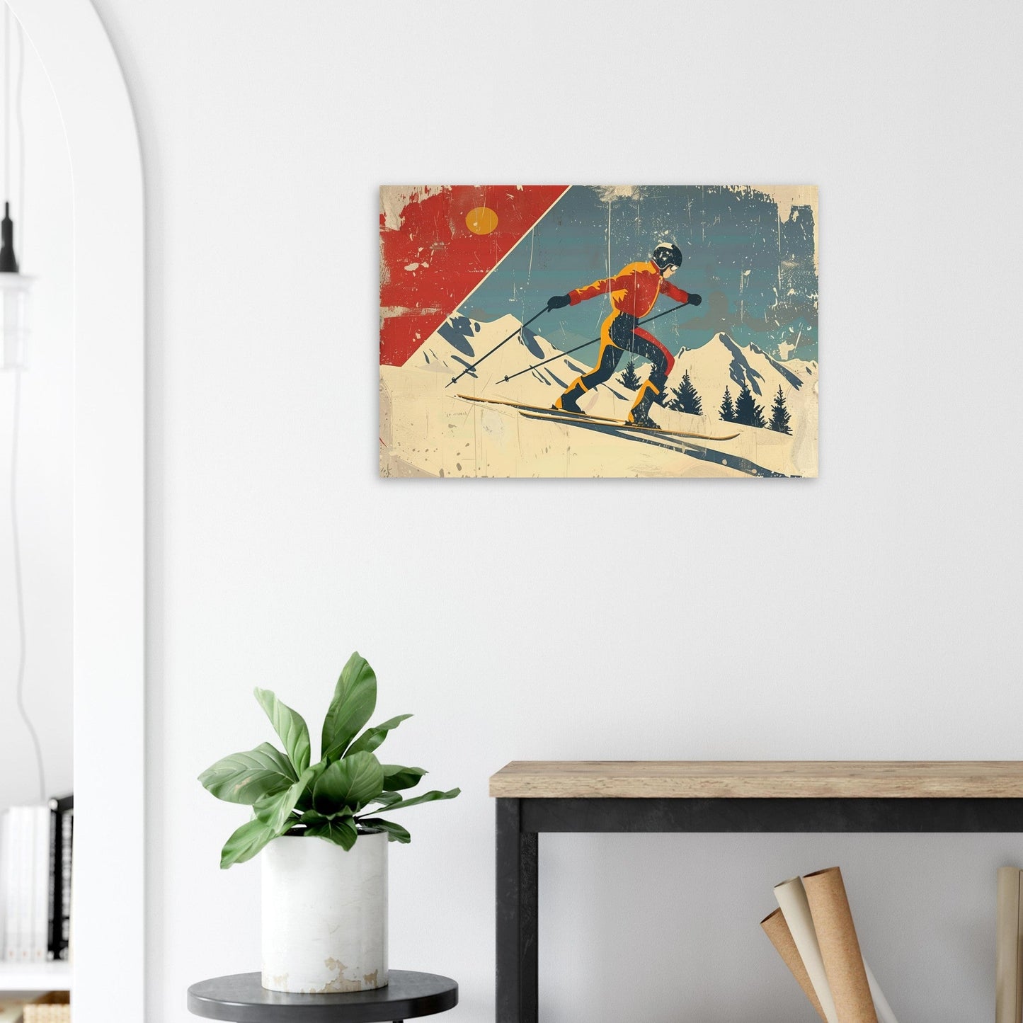 Vente Illustration vintage d'un skieur - Illustration vintage / rétro