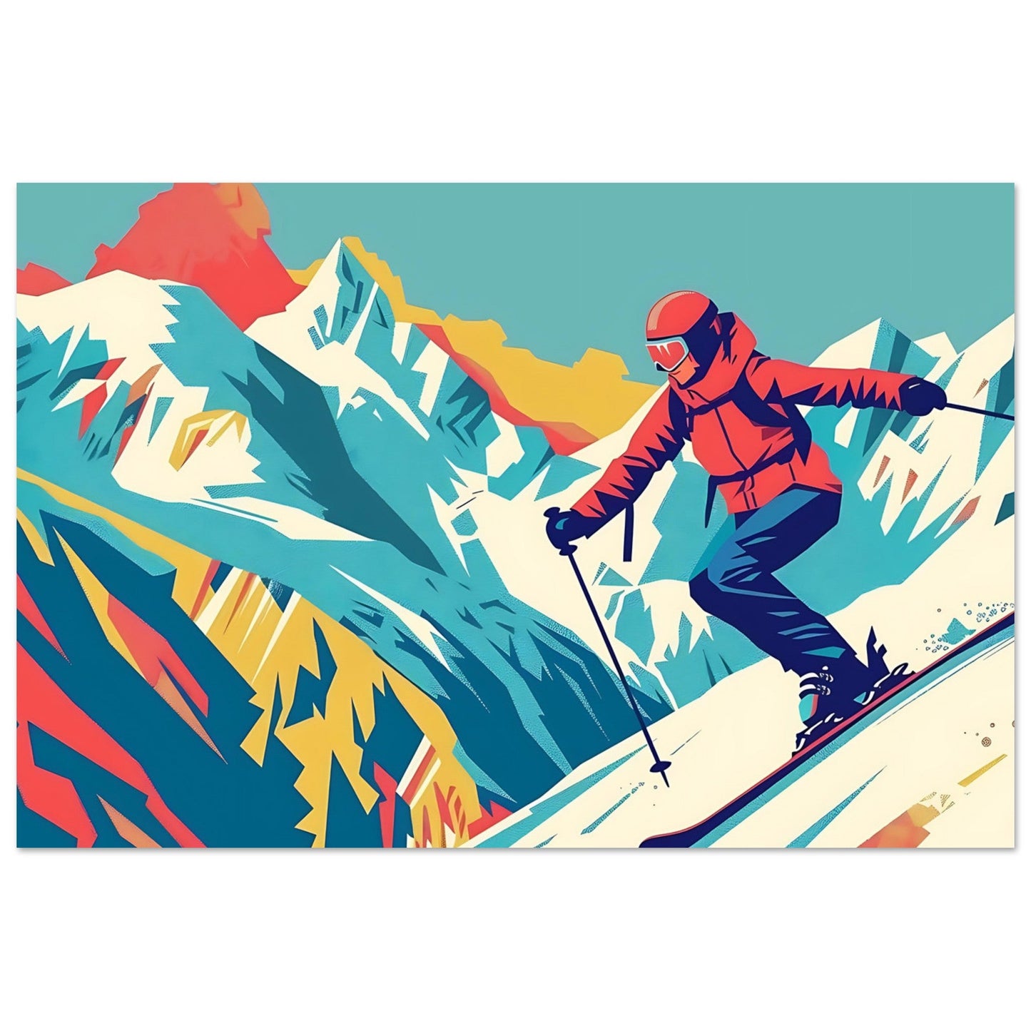 Vente Illustration vintage d'un skieur - Illustration vintage / rétro