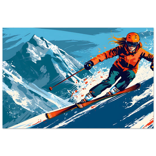 Vente Illustration vintage d'un skieur - Illustration vintage / rétro