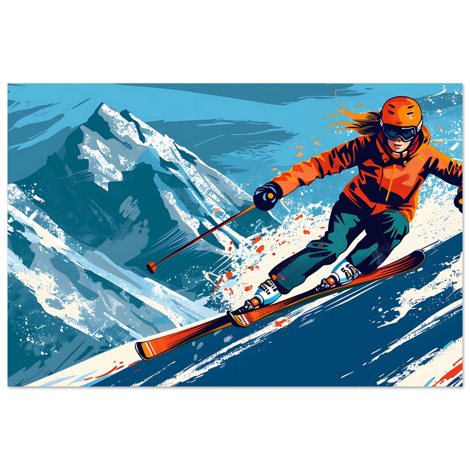 Vente Illustration vintage d'un skieur - Illustration vintage / rétro