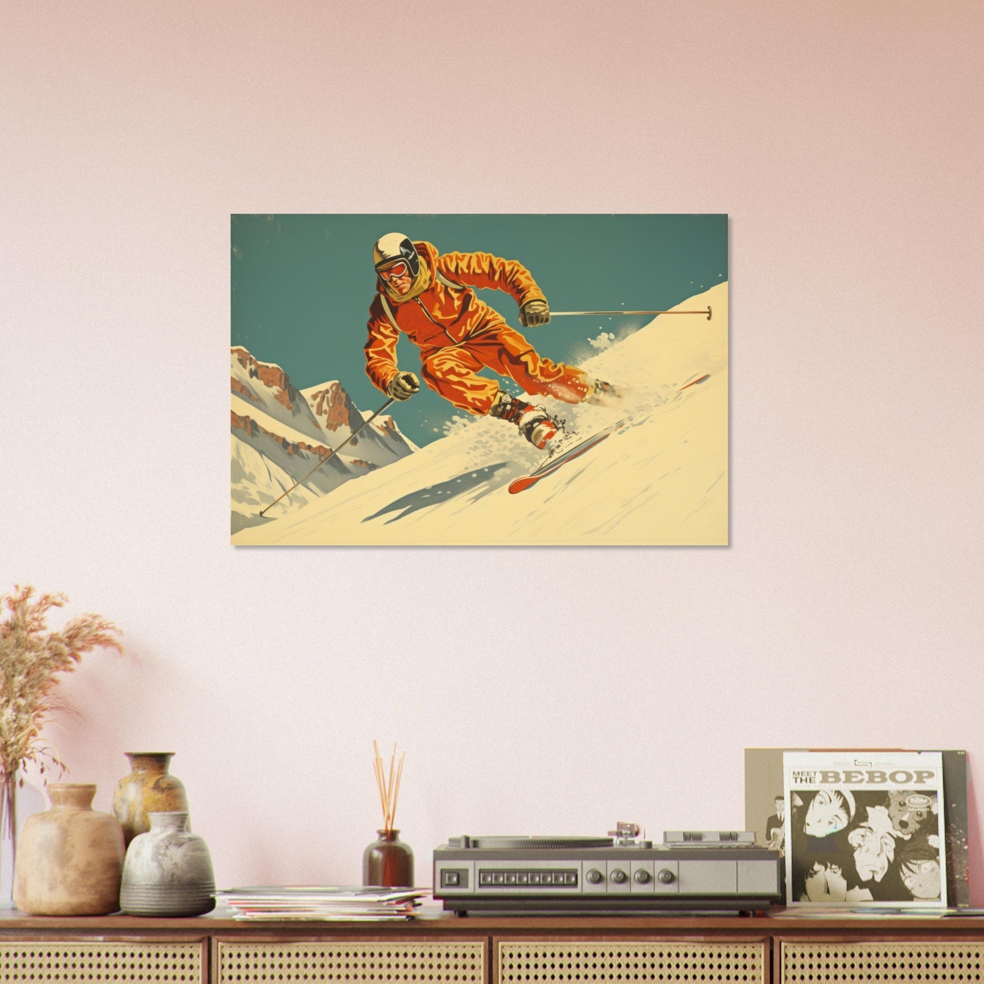 Vente Illustration vintage d'un skieur - Illustration vintage / rétro