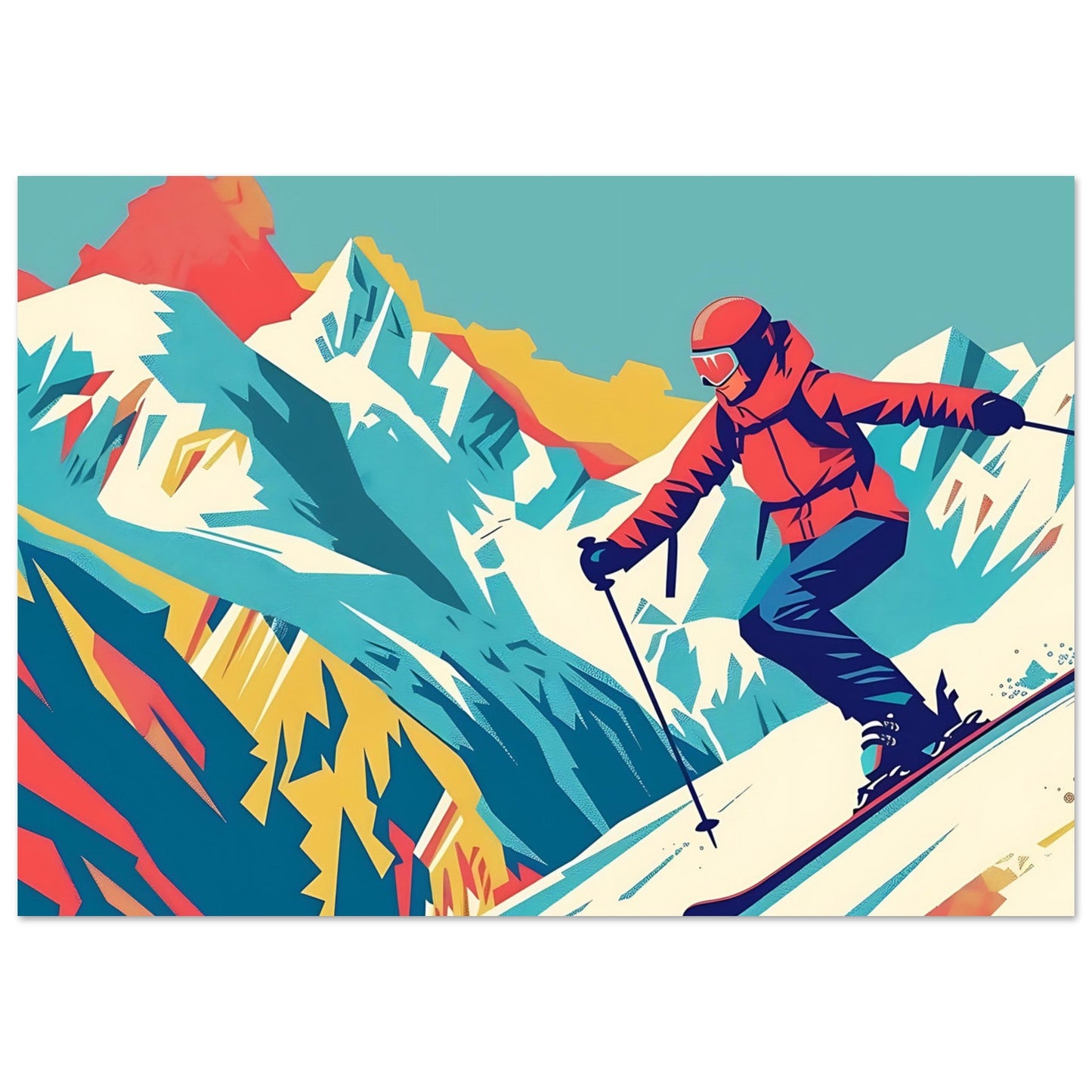 Vente Illustration vintage d'un skieur - Illustration vintage / rétro