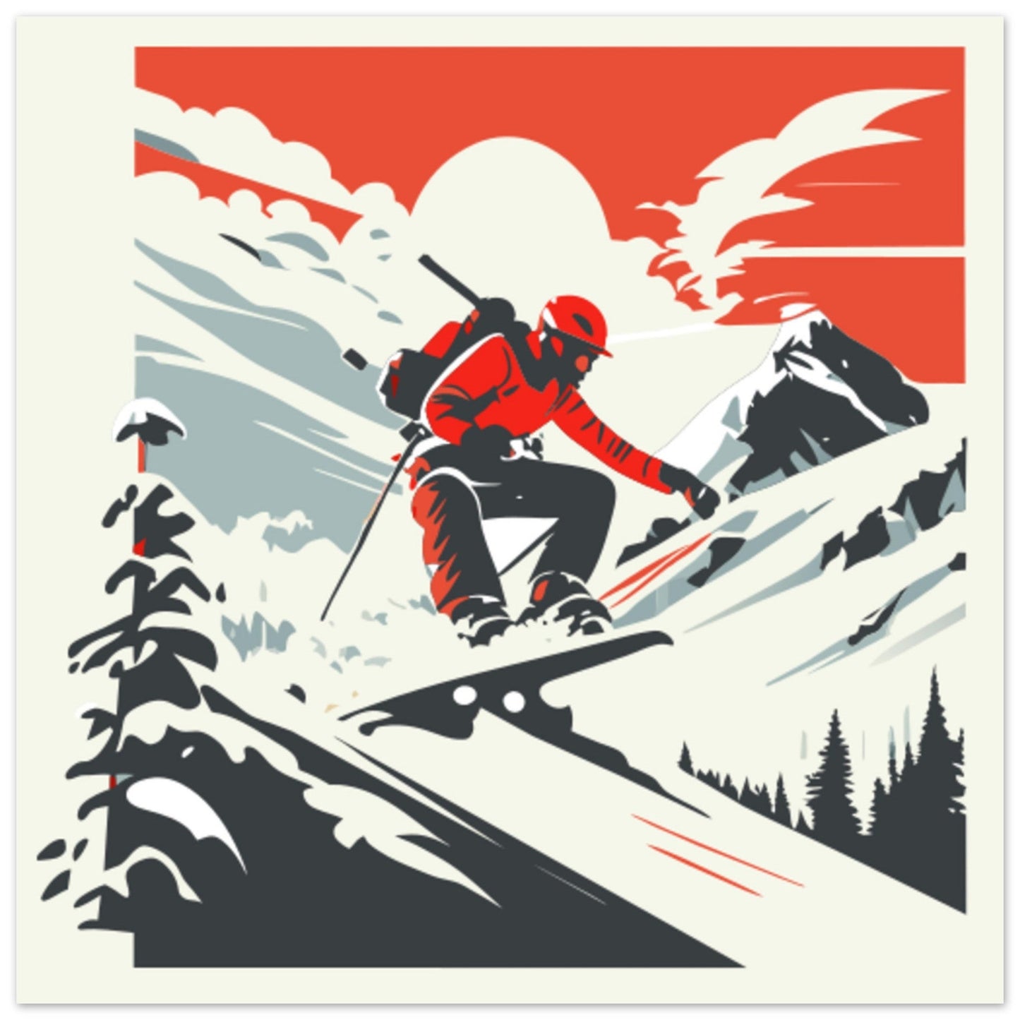 Vente Illustration vintage snowboardeur - Illustration vintage / rétro