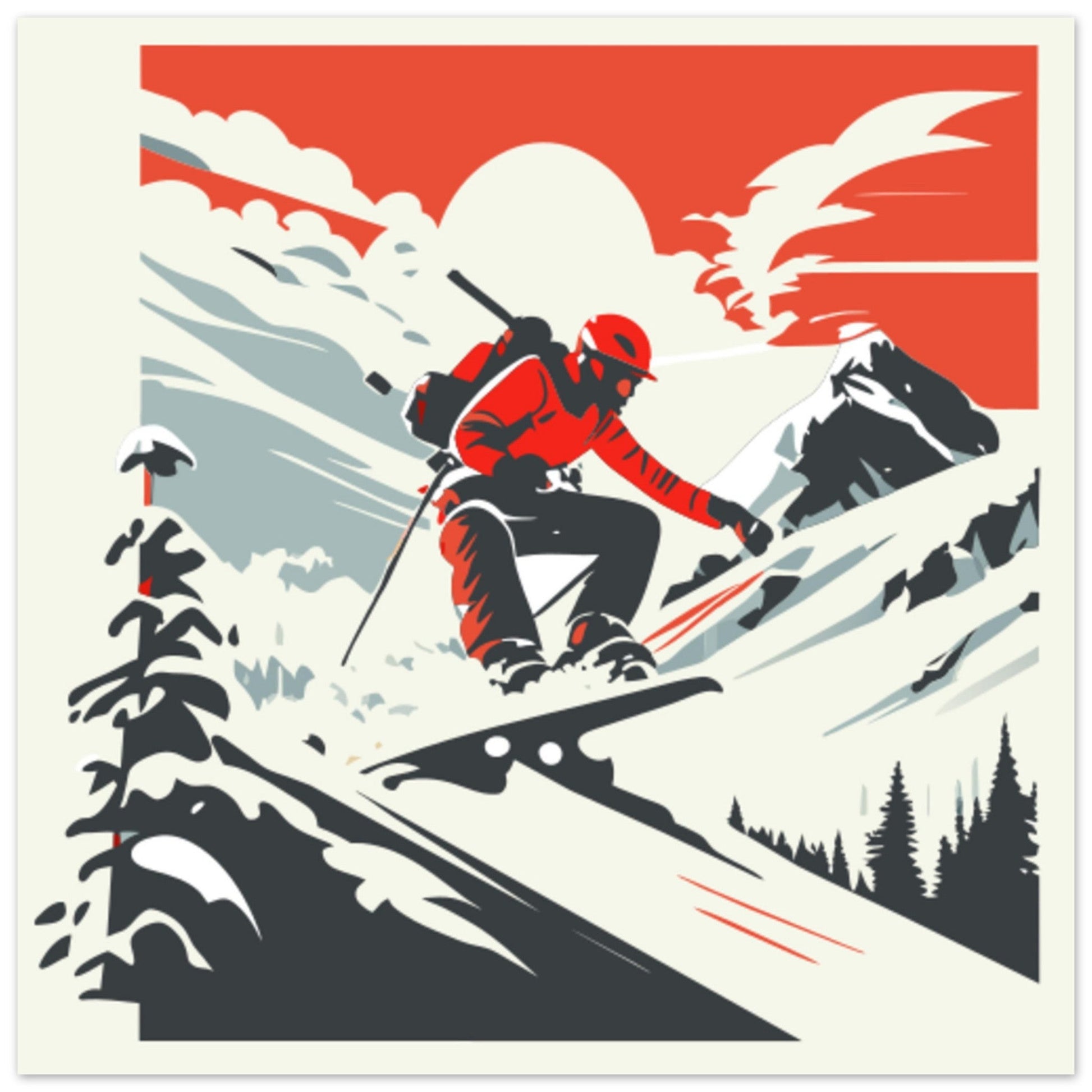 Vente Illustration vintage snowboardeur - Illustration vintage / rétro