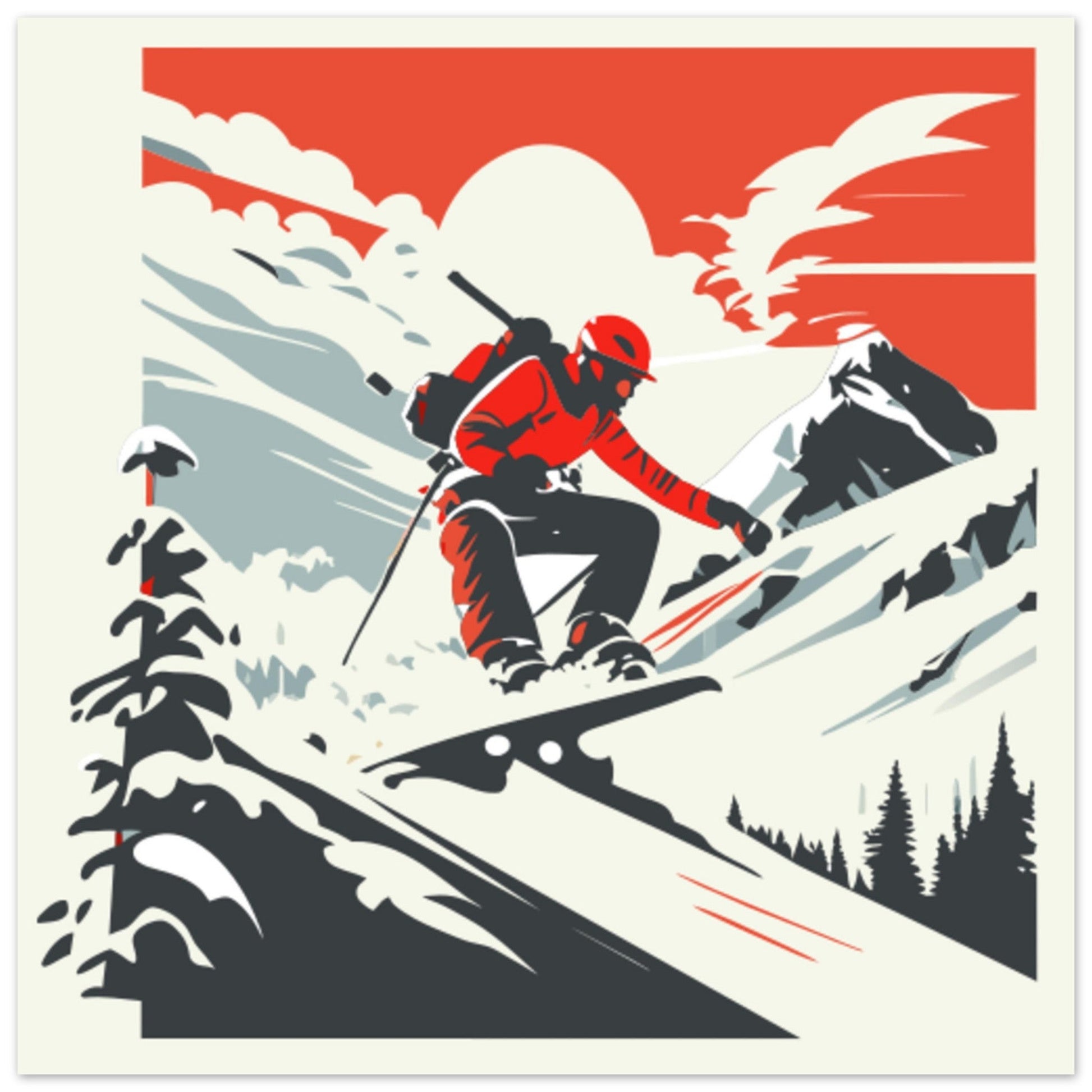 Vente Illustration vintage snowboardeur - Illustration vintage / rétro