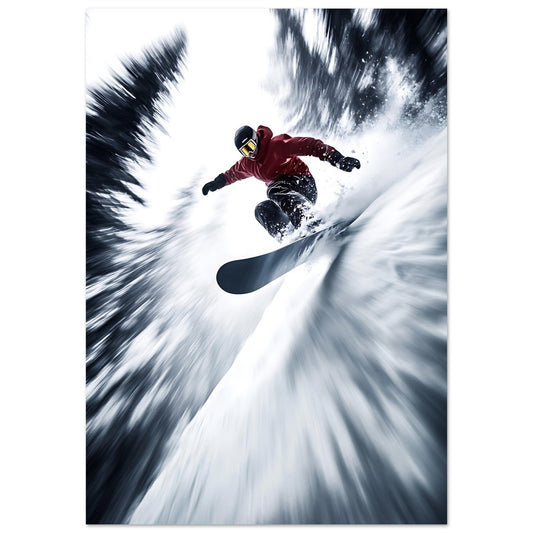 Vente Photo d'un saut de snowboardeur dans la poudre #2 - Tableau photo paysage IA