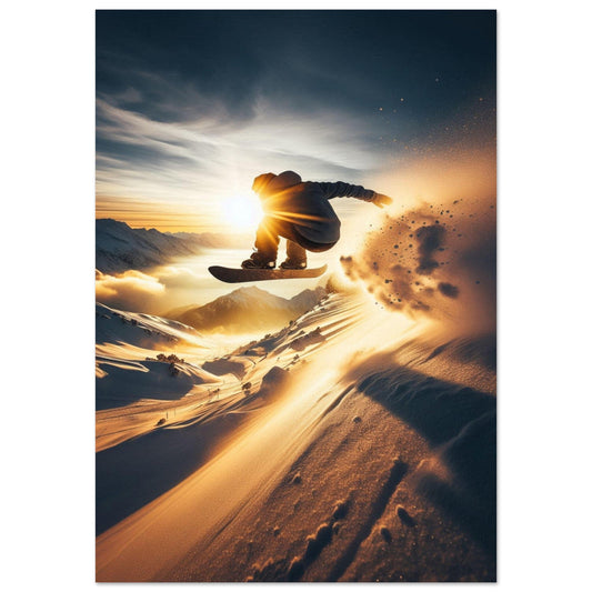 Vente Photo d'un saut de snowboardeur dans la poudre #4 - Tableau photo paysage IA