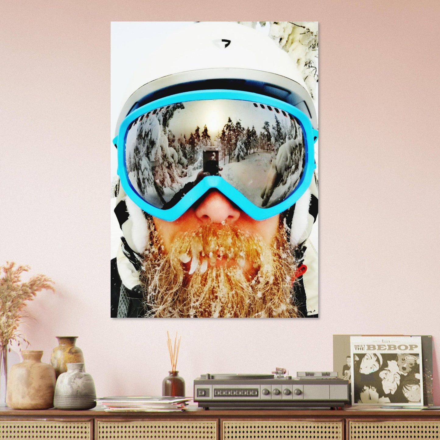 Vente Photo reflet paysage neige dans masque de ski - Tableau photo alu montagne