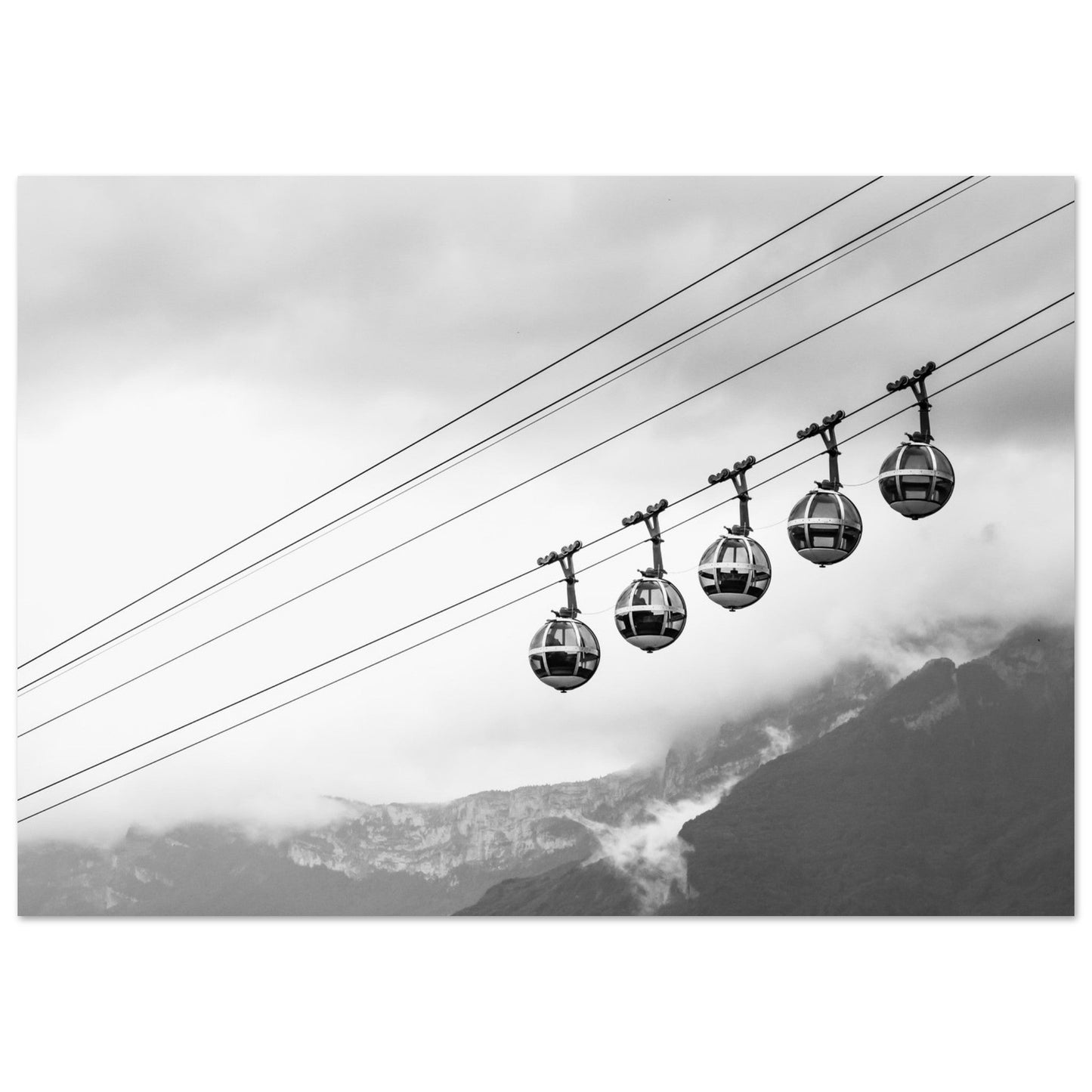 Vente Photo Téléphérique de Grenoble Bastille - Noir & Blanc - Tableau photo alu montagne