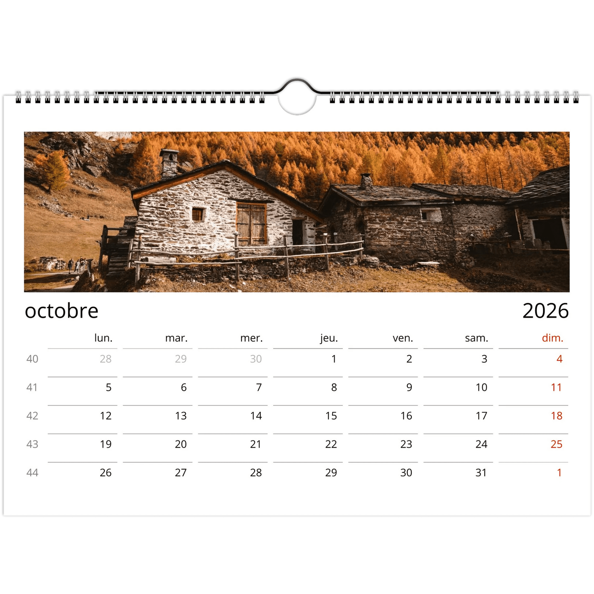 Tableau photo Calendriers muraux 2026 (Europe et Reste du monde) — tirage aluminium Dibond mat, fabrication française, prêt à accrocher